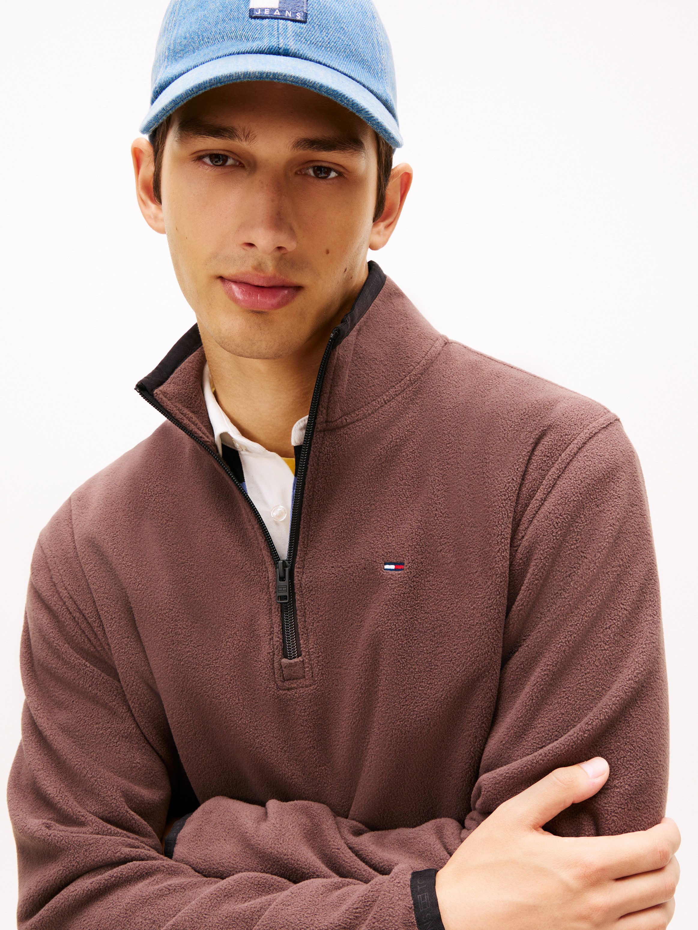 Tommy Jeans Fleecepullover TJM FLAG POLAR FLEECE normale Passform, Troyer günstig online kaufen