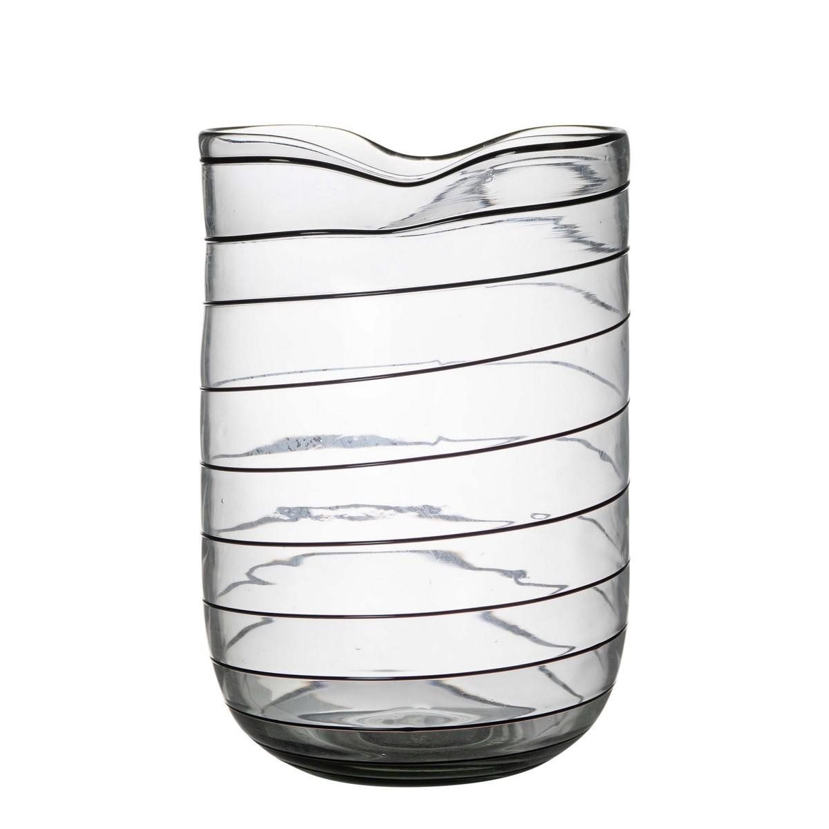 INNA-Glas Dekovase Dekovase GYRAS, mit Streifen, schwarz-klar, 29,5cm, Ø20,5cm