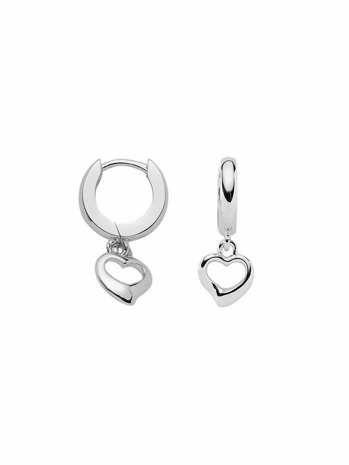 Adelia´s Paar Ohrhänger 1 Paar 925 Silber Ohrringe / Creolen Herz Ø 11,8 mm,  925 Sterling Silber Silberschmuck für Damen
