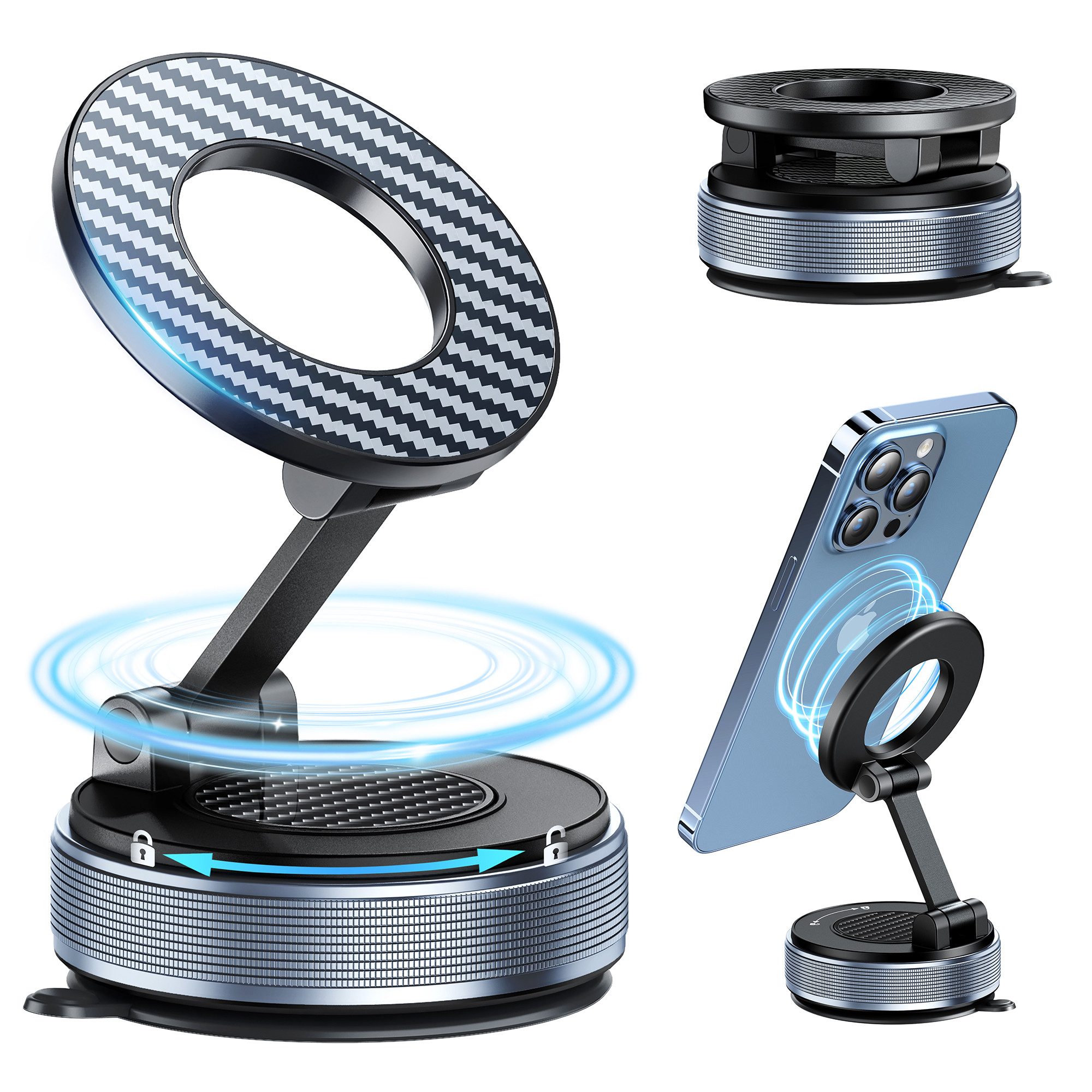 Luckice Smartphone-Halterung Autotelefonhalterung Handyhalterung Auto, (360° verstellbare magnetische Vakuum-Handyhalterung, kompatibel mit iPhone 17 Pro Max, 16, 15, 14, 13 und 12)