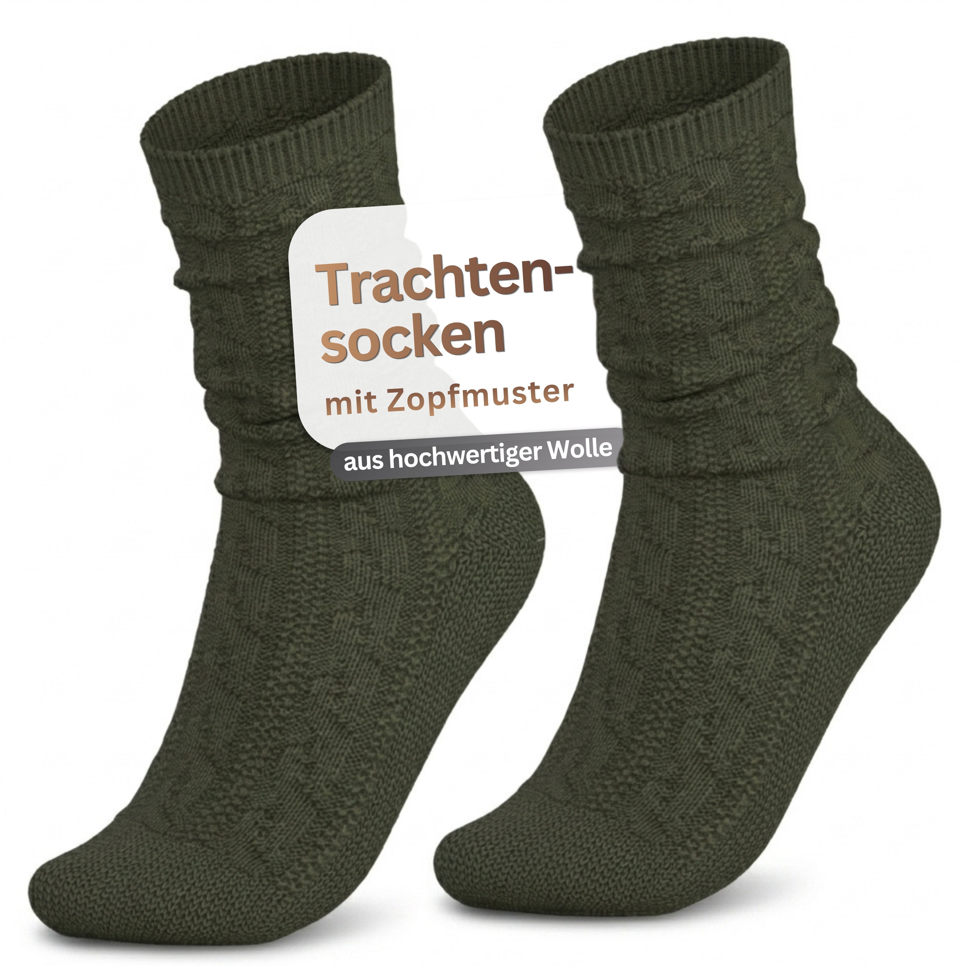 MEDOLY Trachtensocken Schoppersocke aus 70% Wolle Trachtenstrümpfe mit Zopfmuster