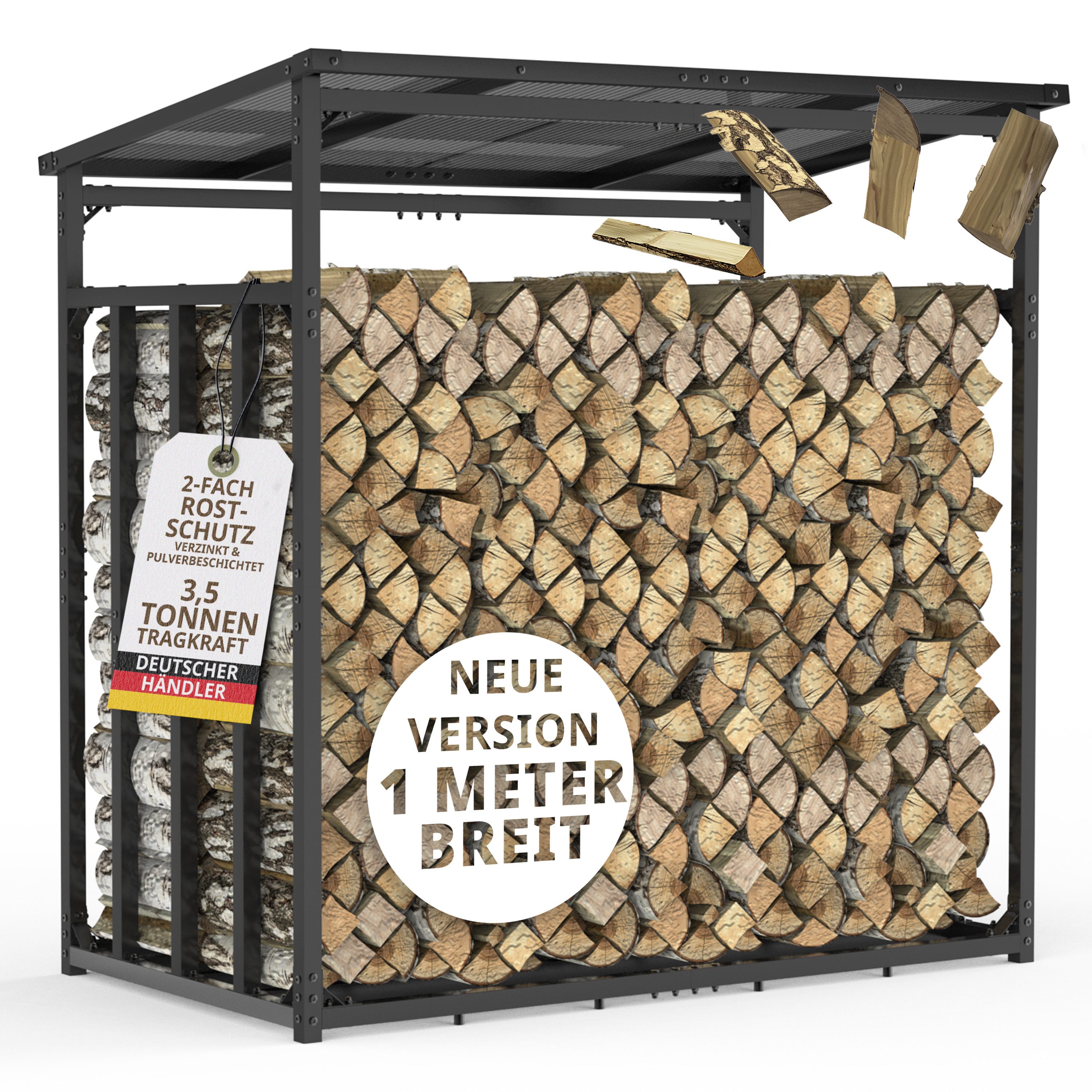 LAWA Living and Lifestyle Kaminholzregal Regal für Feuerholz mit Dach Metal günstig online kaufen