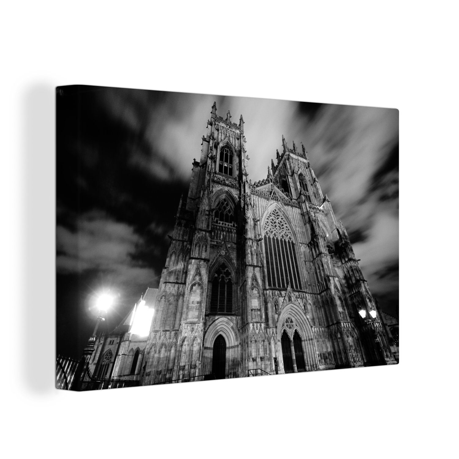 OneMillionCanvasses® Leinwandbild Schwarz-Weiß-Bild der Kathedrale von York Minster, (1 St), Wandbild Leinwandbilder, Aufhängefertig, Wanddeko, 30x20 cm