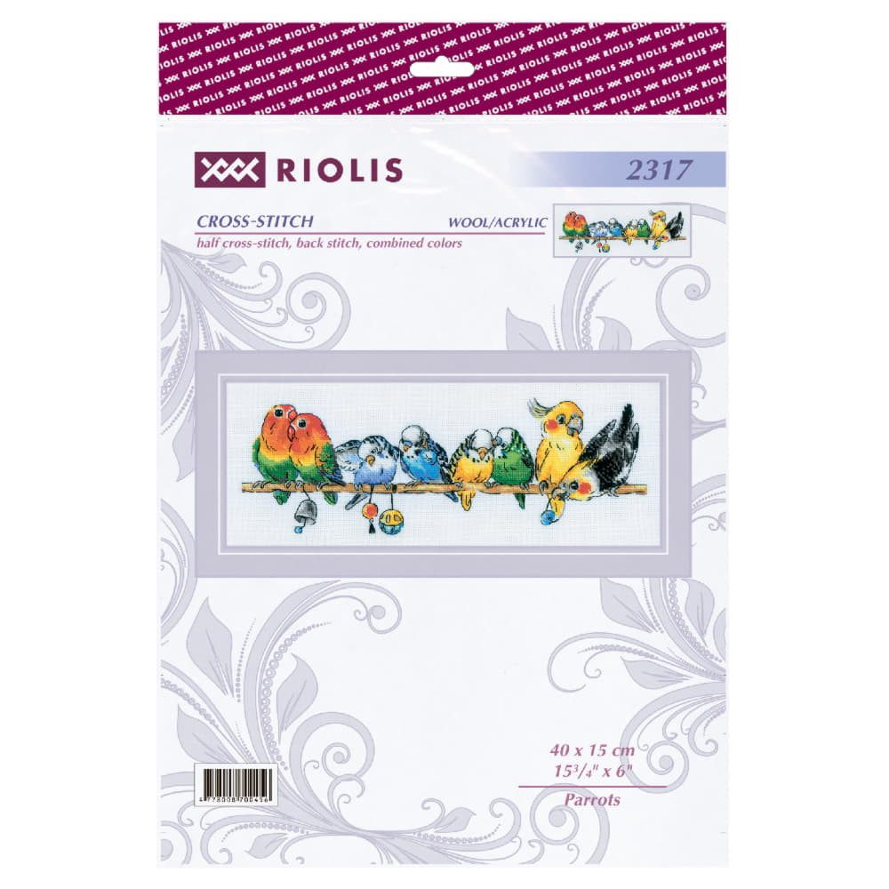 Riolis Kreativset Kit de punto de cruz Riolis "Loros", 40 x 15 cm, (embroidery kit by Marussia)