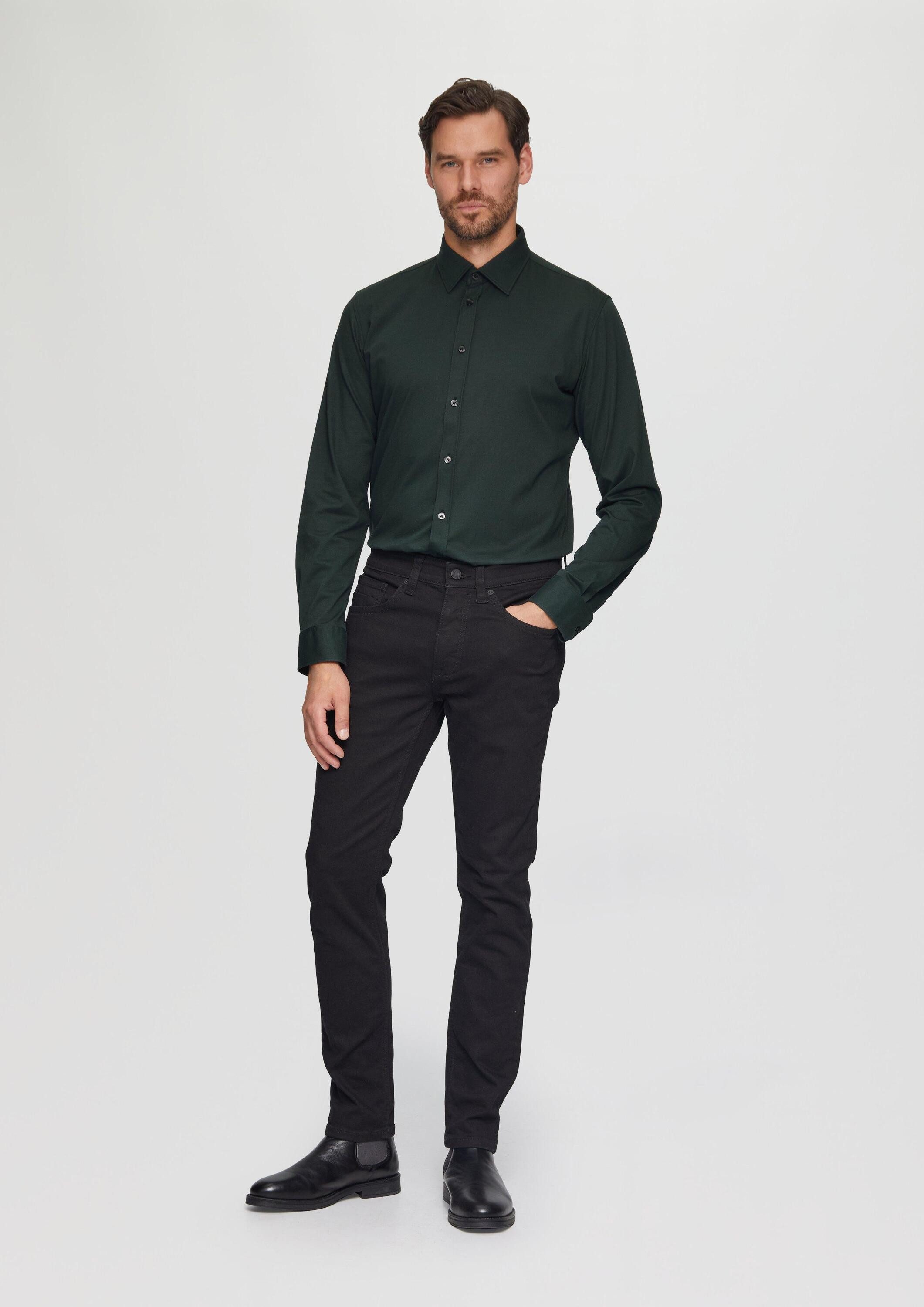 s.Oliver Langarmhemd Hemd Tailored Fit: Jersey-Hemd aus Baumwollstretch