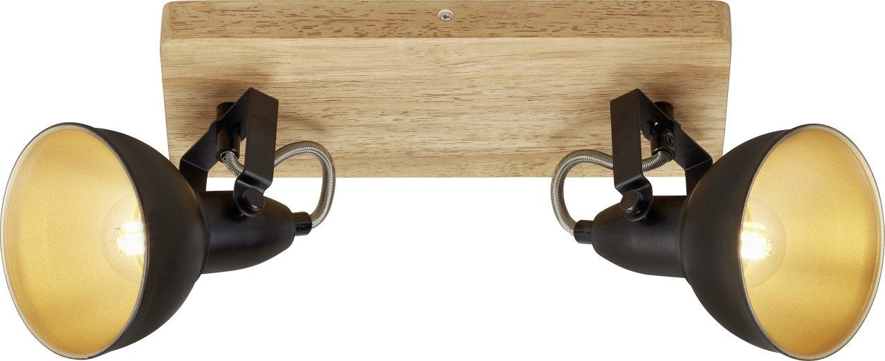 Briloner Leuchten LED Deckenstrahler Briloner 2er Spot Barnim schwarz-gold 28 x 11 cm, Ohne Leuchtmittel, Nicht dimmbar ohne Bewegungsmelder