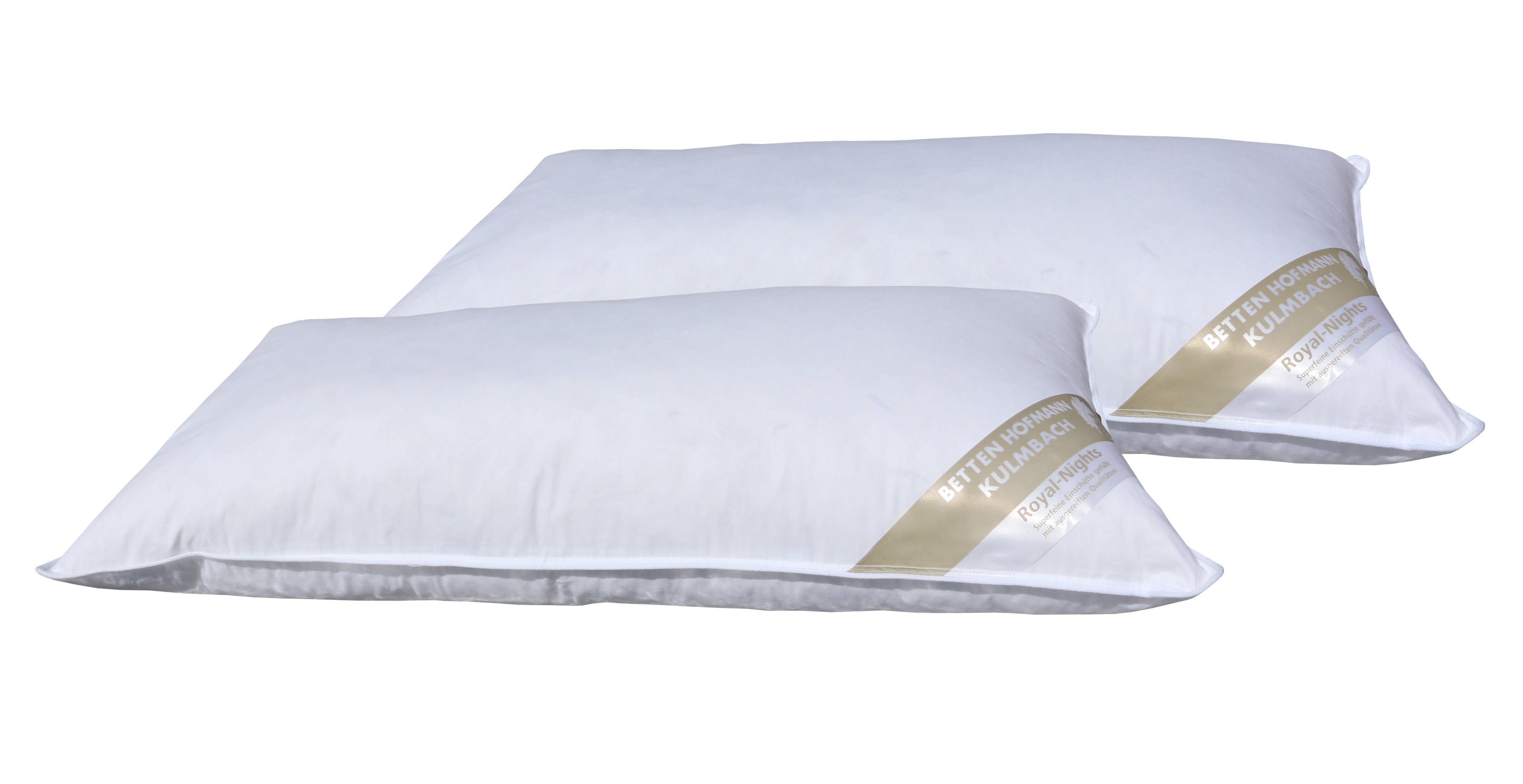 Betten Hofmann Kopfkissen 2 Stück Betten Hofmann Extrem Volumen Kopfkissen fest dick 40x80 1200g, Füllung: 85% Federn, 15% Daunen, Bezug: 100% Baumwolle, Seitenschläfer, 2-tlg., fest und stützend, Bestseller im Doppelpack