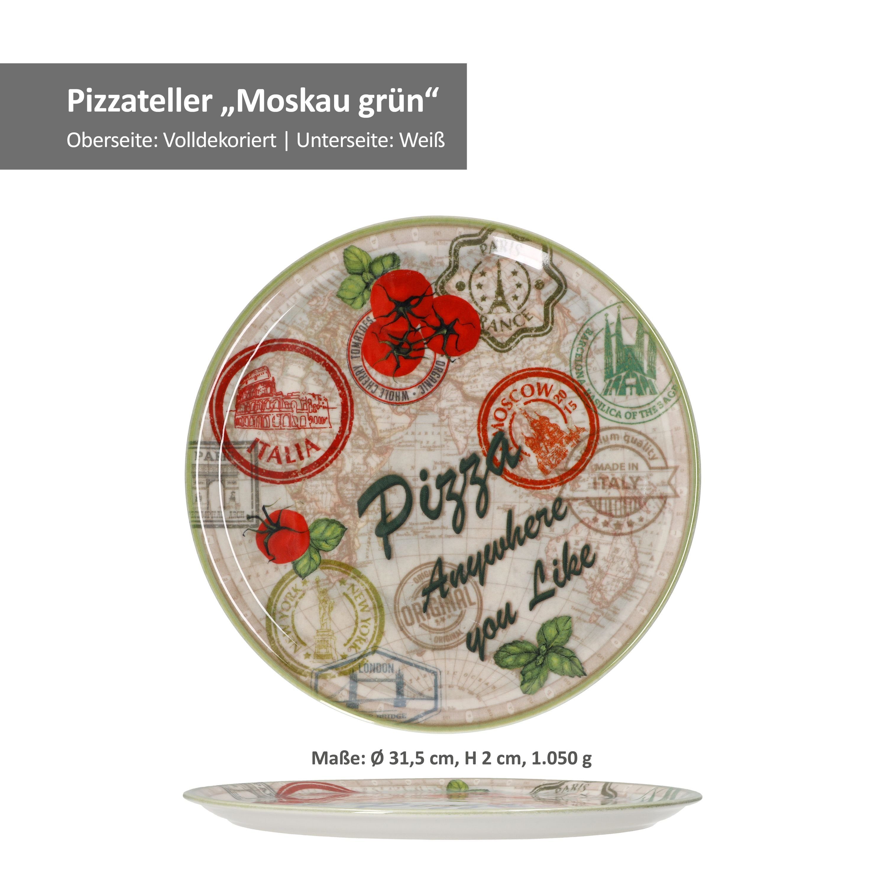 MamboCat Pizzateller 6er Set Pizzateller Charme Green - Moskau grün - 31cm - 04019#ZCHAV