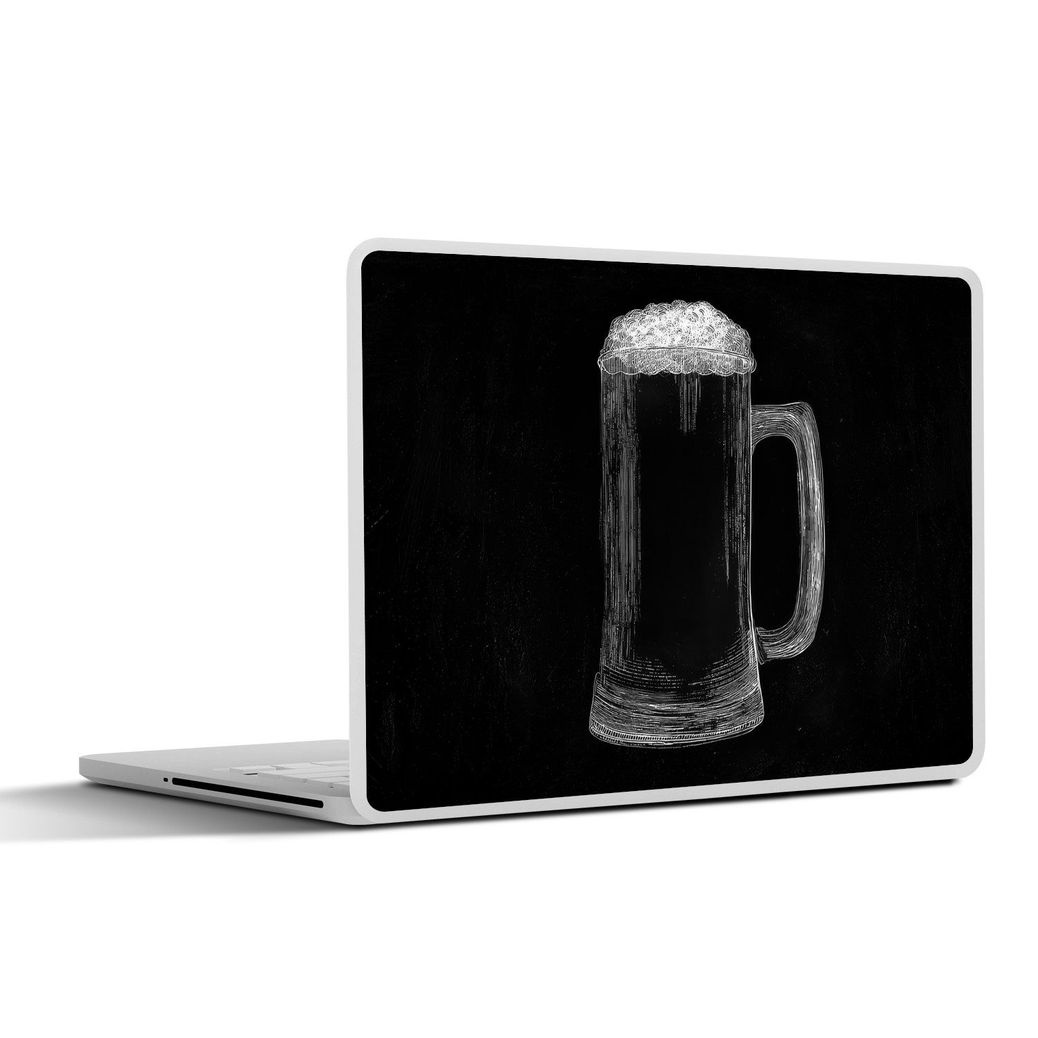 MuchoWow Laptop-Aufkleber Bierkrug - Schaumstoff - Kreidezeichnung, (1tlg), Aufkleber Geeignet für Laptops, Schutz vor Kratzern, Sticker, 31x22 cm