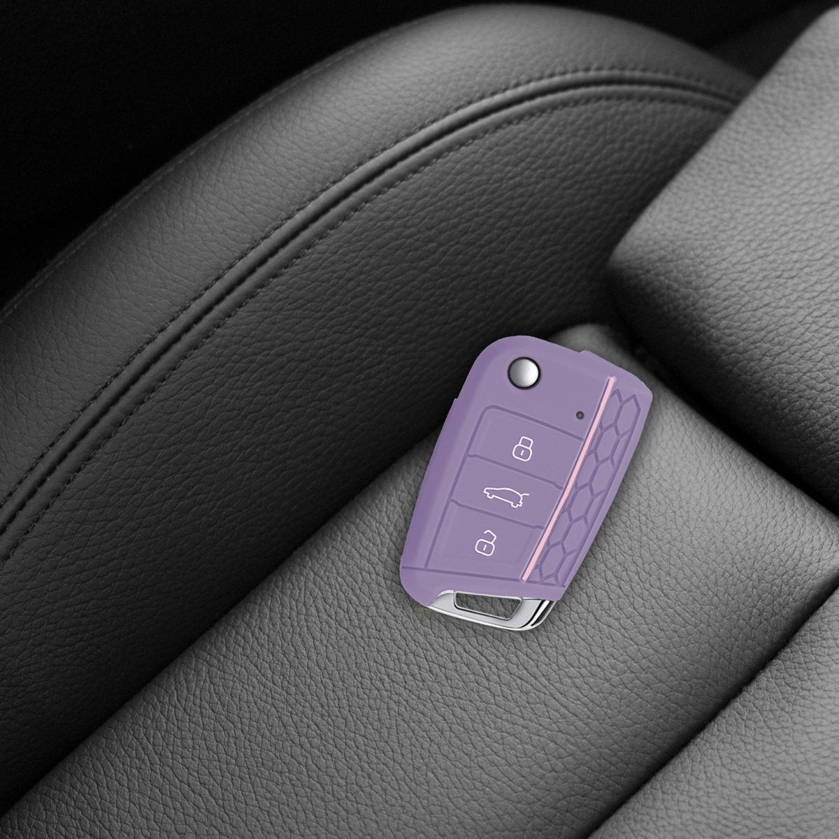 VW für Cover kwmobile Schlüssel Schlüsseltasche Silikon Autoschlüssel Hülle Schlüsselhülle Case MK7, Golf 7 Pastelllila-Rosa