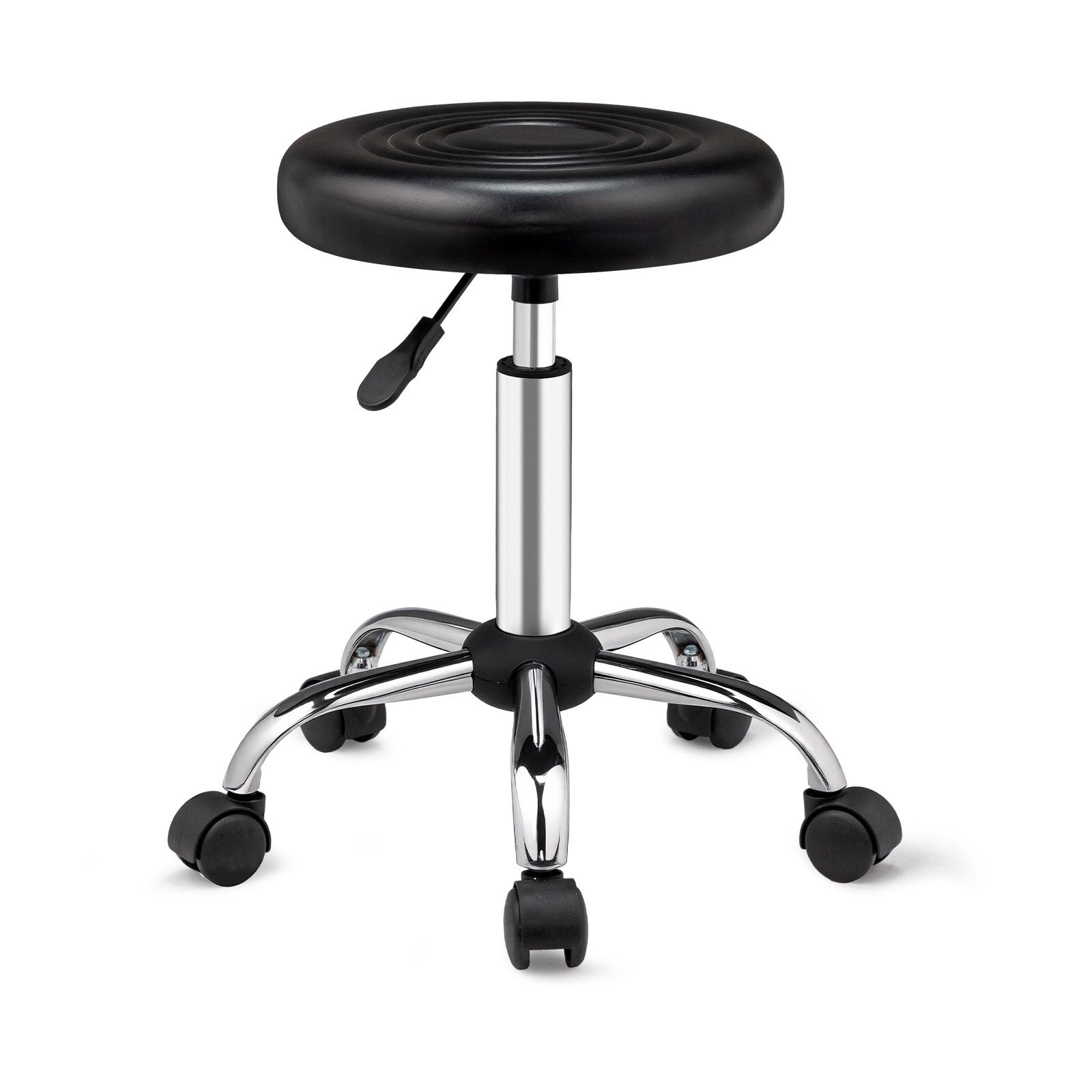 VINGLI Drehhocker Rollhocker Bürohocker Hocker mit Rädern, aus PU-Leder, Höhenverstellbar 40-60 cm,360° Drehbar, SGS Gasdruckfeder