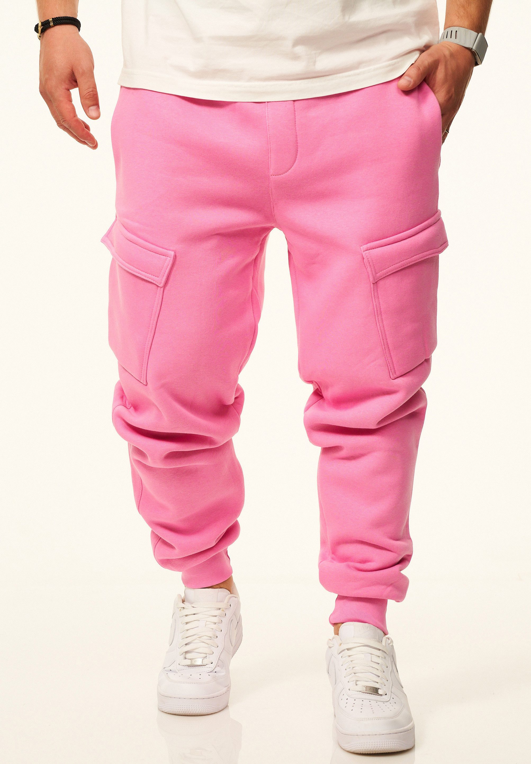 DAILY COTTON Jogginghose als Cargohose - Lange Trainingshose Sweatpants Herren Freizeithose mit Bündchen aus Baumwolle im Regular-Fit