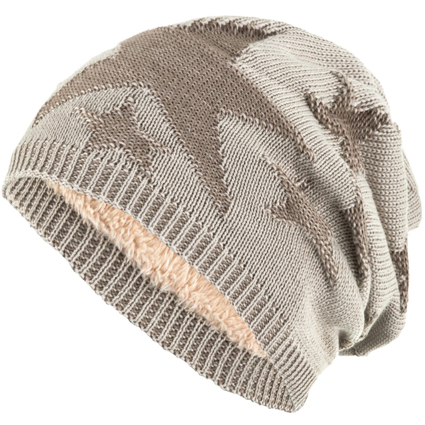 compagno Strickmütze (1-St) Sternen Wintermütze warm gefütterte Beanie Mütze Stern