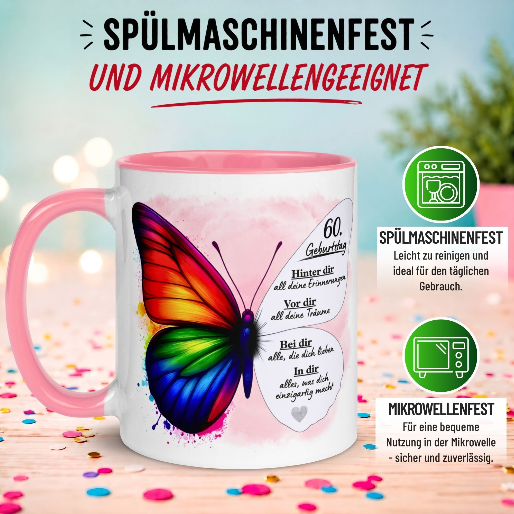 Momentals Tasse 60. Geburtstag Frau – Weil du einzigartig bist – Geburtstagsgeschenk, Gratis Versand · Links-&Rechtshänder · Spülmaschinenfest – Bild 5 von 5