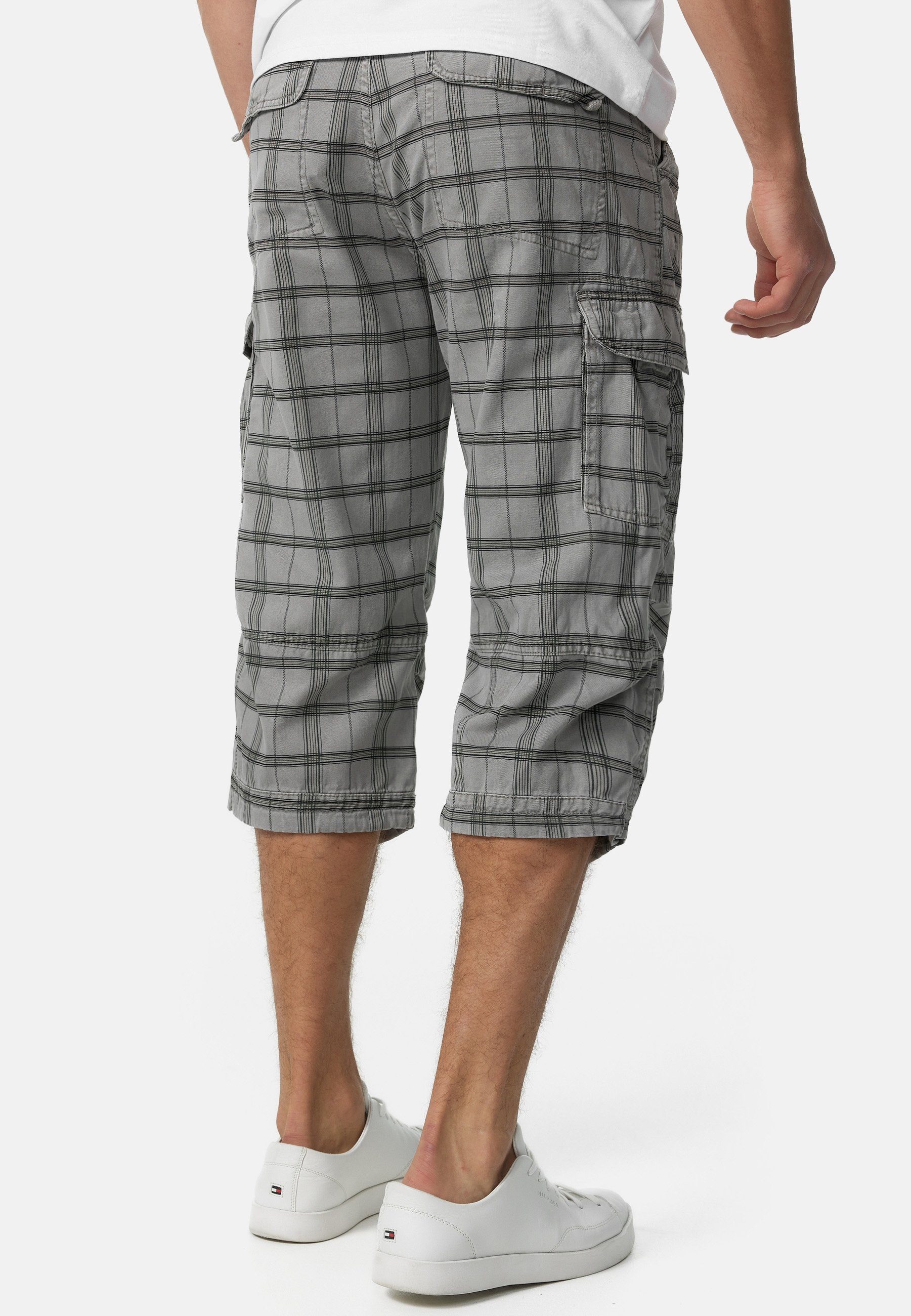 Indicode Cargoshorts Herren Nicolas Check Cargo Shorts Herrenshorts aus einer robusten Materialmischung