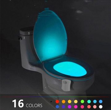 Ailiebe Design LED Nachtlicht WC-Nachtlicht Toilettensitzlampe 16 Farben Bewegungssensor, LED fest integriert, für WC Toiletten Badezimmer Toilettennachtlicht 2er Set