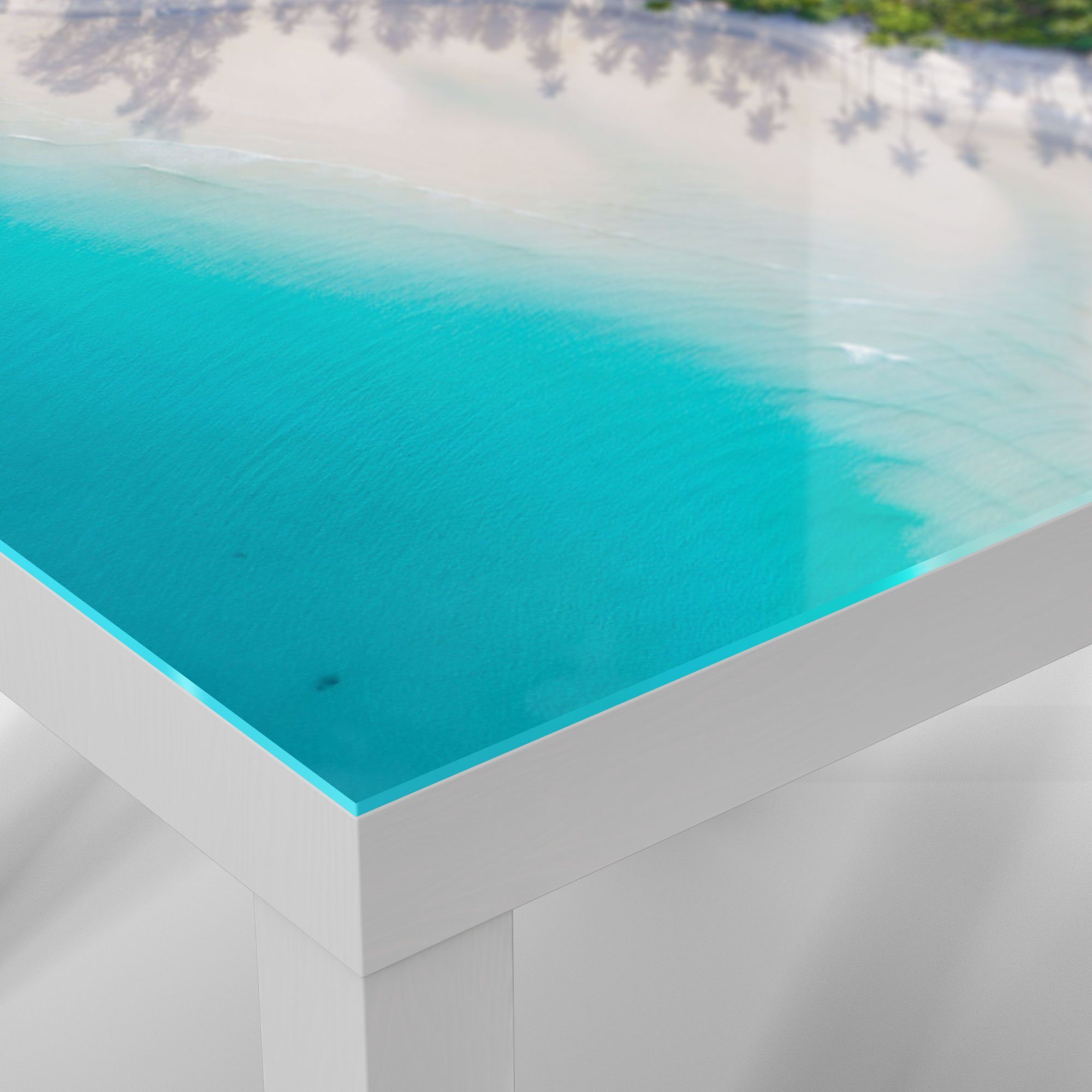 Couchtisch oben', von Beistelltisch Glastisch modern 'Paradies DEQORI Glas Weiß