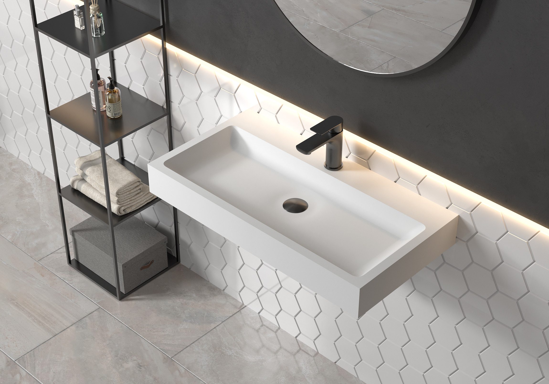 Bernstein Waschbecken PB2143, aus Solid Stone günstig online kaufen