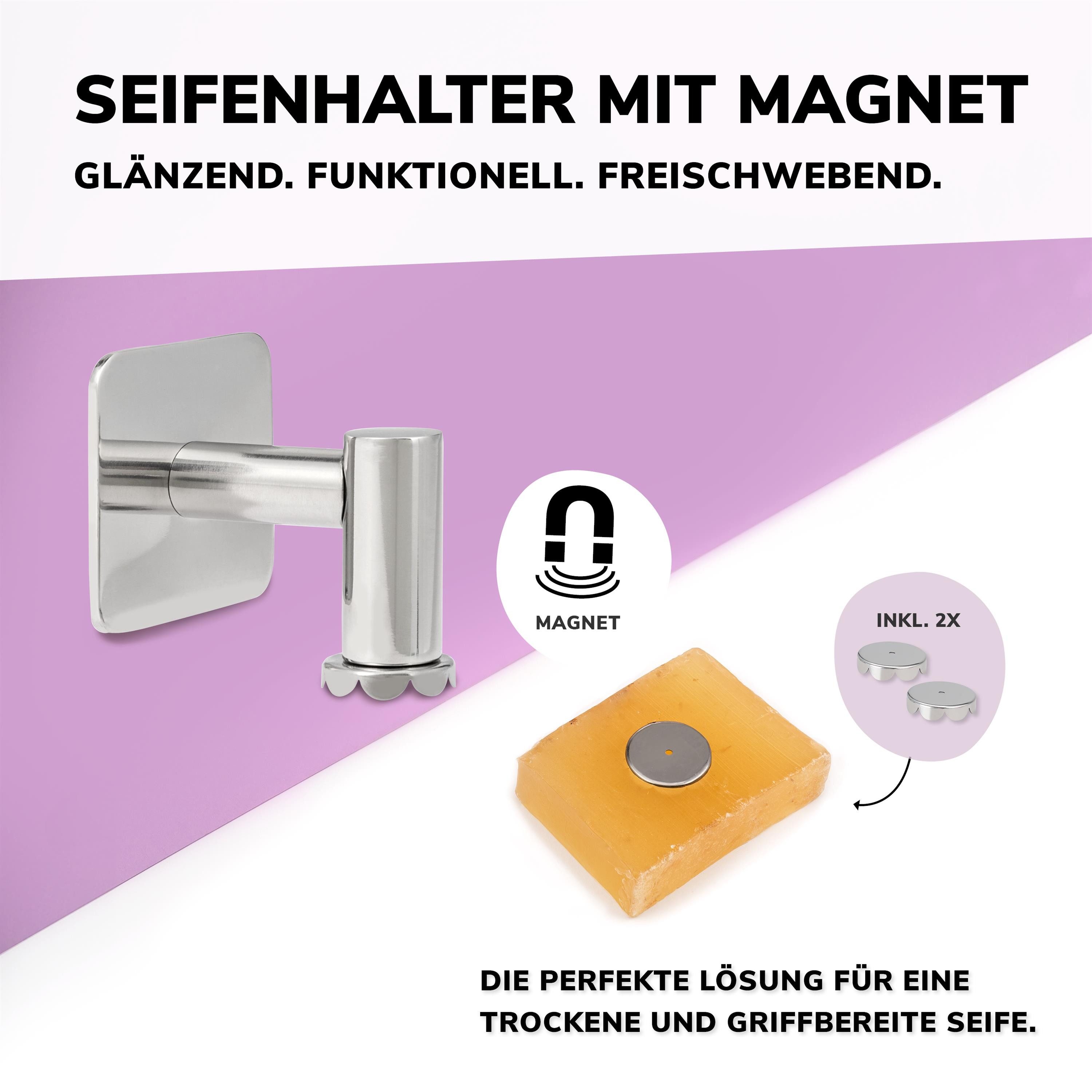 bremermann Seifenhalter Seifenhalter mit Magnet - frei hängende Seife, nur Klebebefestigung, Breite: 5,7 cm, 1-St.