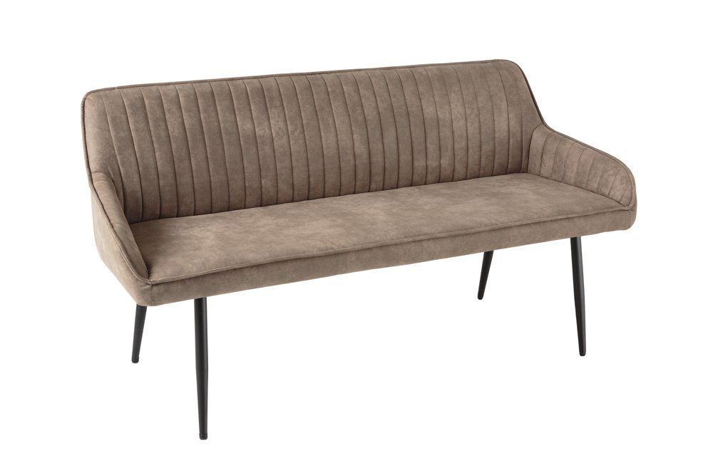 riess-ambiente Sitzbank TURIN 160cm taupe/schwarz – Microfaser, Metallbeine, mit Armlehne (Einzelartikel, 1-St), mit Ziersteppung & Sitzkomfort – ideal für Ess- oder Wohnzimmer