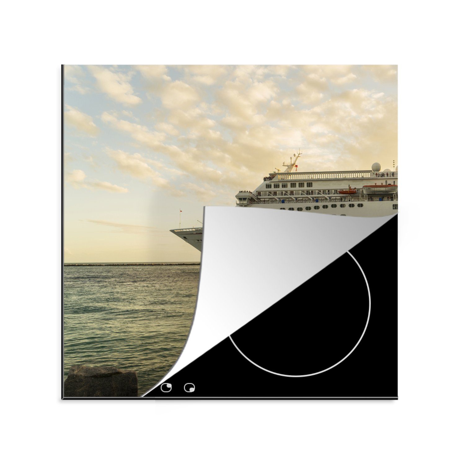 MuchoWow Herdblende-/Abdeckplatte Kreuzfahrtschiff - Sonne - Meer, Vinyl, (1 tlg), 78x78 cm, Ceranfeldabdeckung, Arbeitsplatte für küche