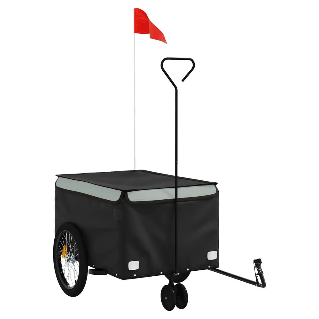 vidaXL Fahrradlastenanhänger Fahrradanhänger Schwarz und Grau 30 kg Eisen