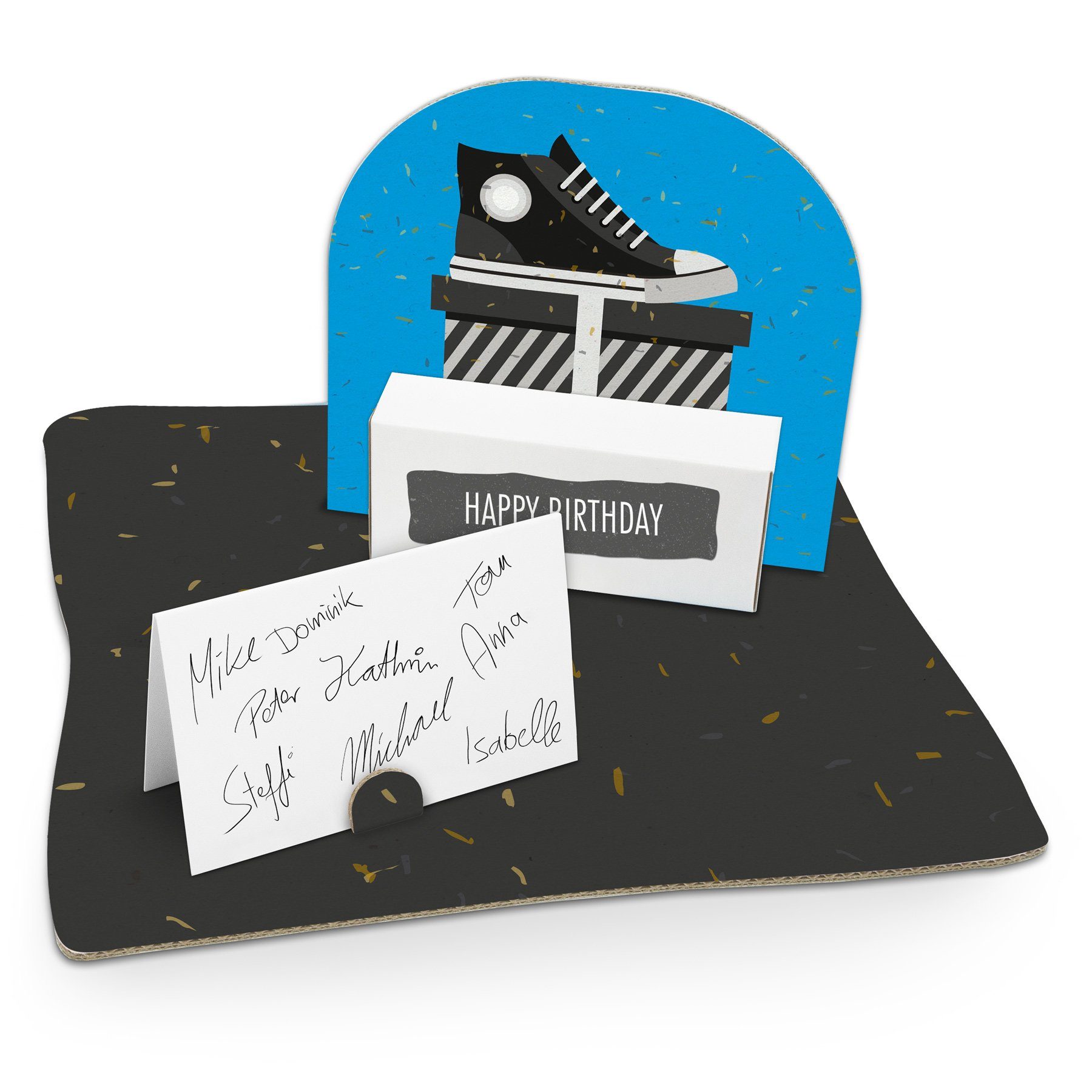 itenga Grußkarten itenga Geldgeschenkverpackung Schuh Sneaker (Motiv 52) mit Bodenplatte