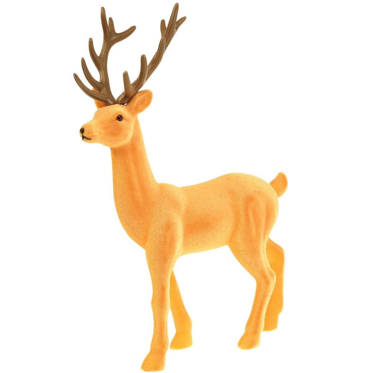 Florists Products Weihnachtsmann Deko Hirsch Rentier Gelb Braun Beflockt 37cm Weihnachtsfigur, 2 Stück