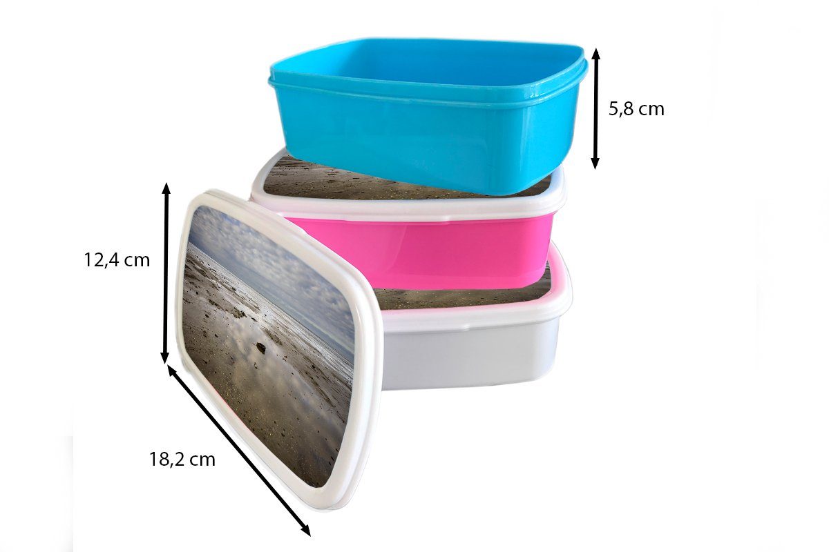 Kunststoff, für Brotbox Jungs Watteninseln, Lunchbox und Erwachsene, Brotdose, - Kinder Mädchen und - (2-tlg), Luft für weiß MuchoWow Sand