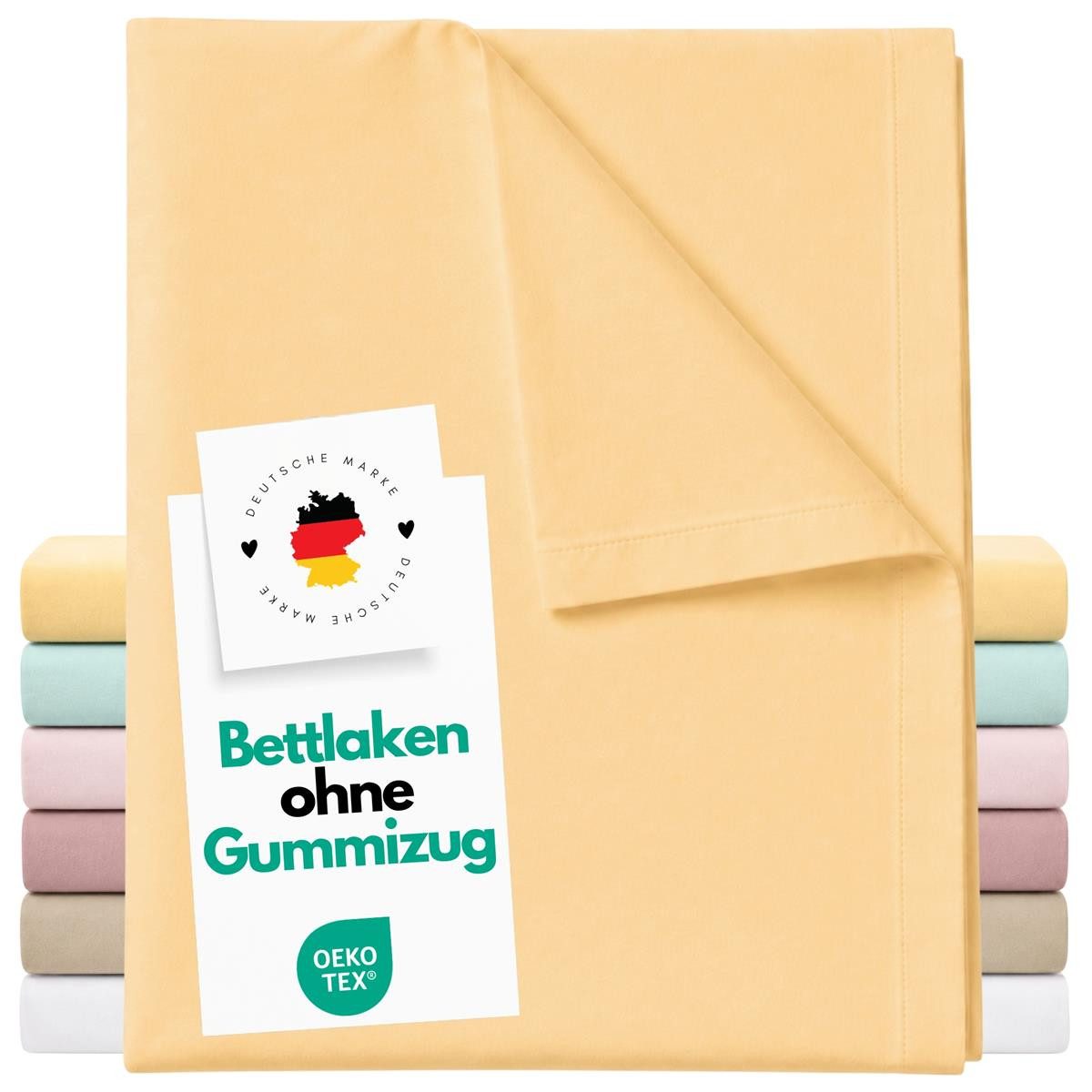 Carpe Sonno Betttuch Bettlaken ohne Gummizug Baumwolle 140x250 Haustuch klassisch glatt, Baumwolle, Gummizug: ohne, (1 Stück), Vielseitig verwendbar: Sommerdecke, Strandtuch, Überwurf uvm.