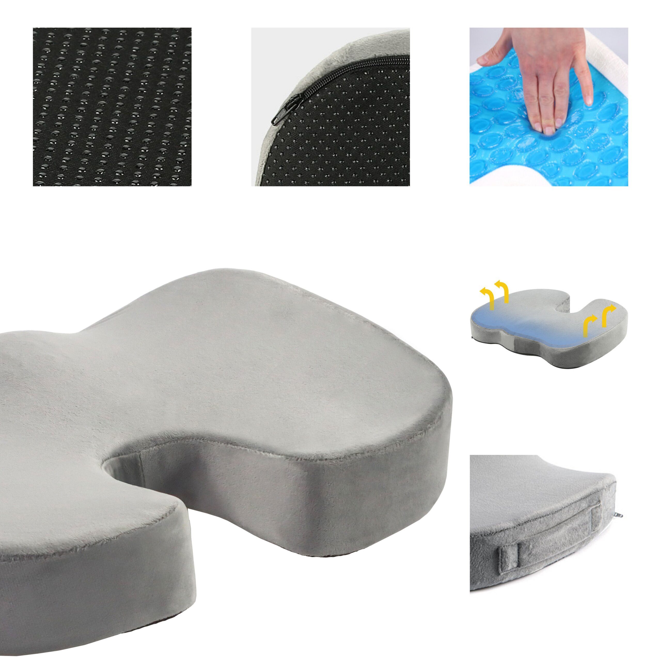 hjh OFFICE Sitzkissen MEDISIT VIII Orthopädisches Kissen H/B/T:, Orthopädisches Kissen mit Memory-Effekt, ergonomisch geformt