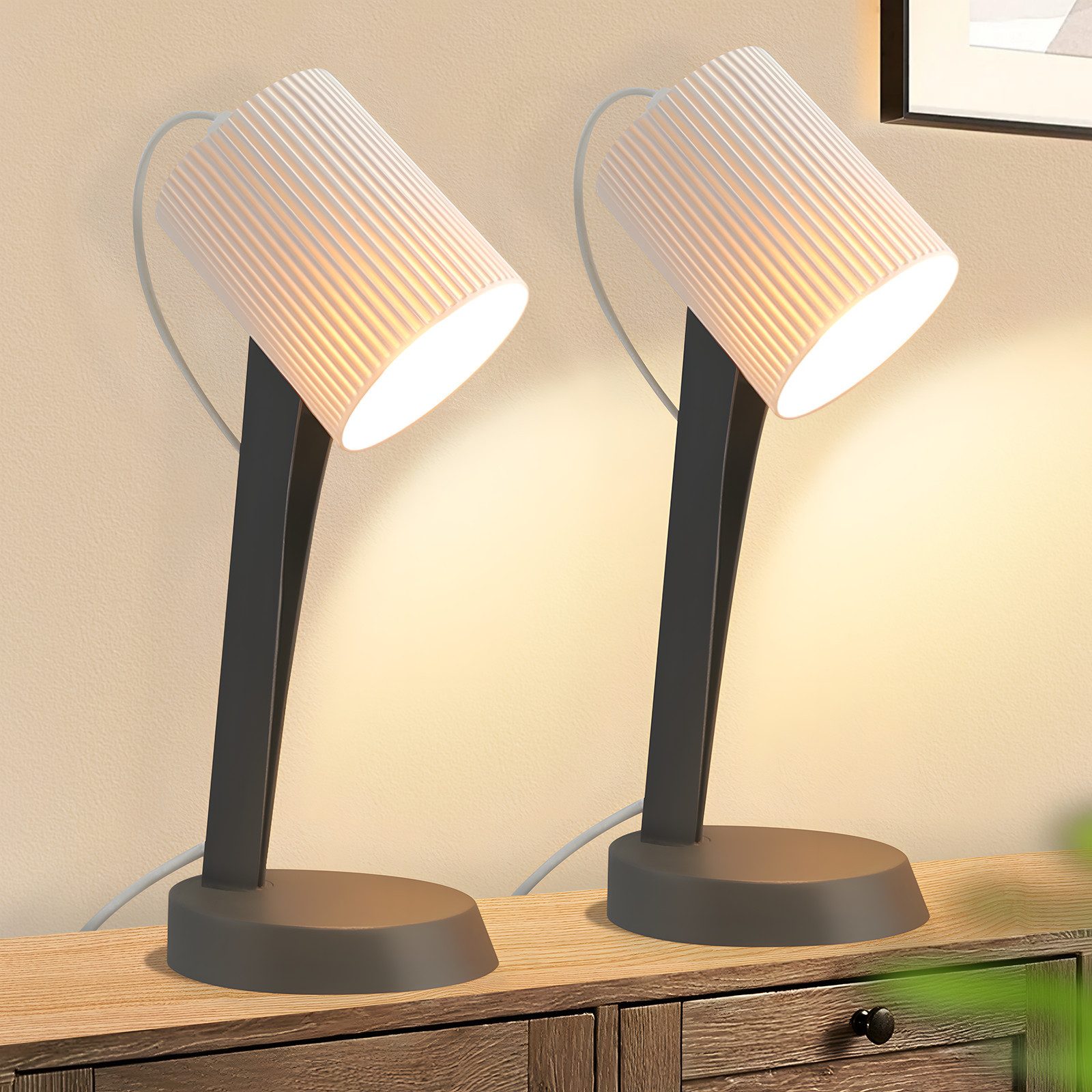 ZMH Tischleuchte Modern Landhausstil Tischlampe mit günstig online kaufen