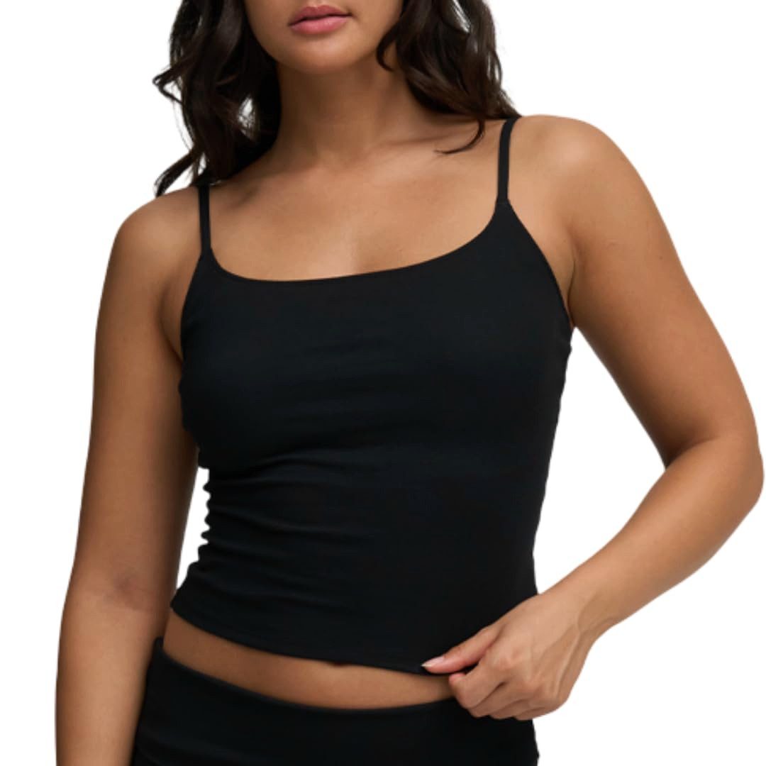 cfab by creamy fabrics Spaghettitop Cotton Cami-Top-Schwarz-L (1-tlg)