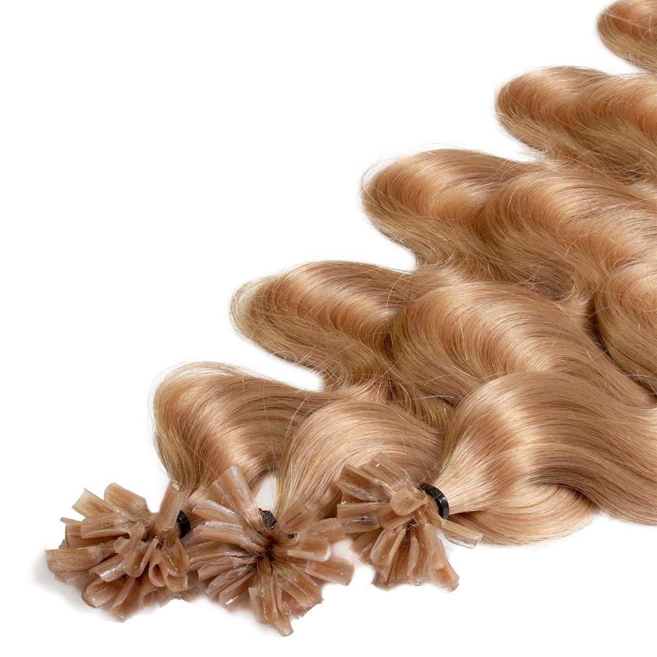 hair2heart Echthaar-Extension Premium Bondings gewellt #8/0 Hellblond 40cm | Haarverlängerungen