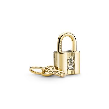 Pandora Bead Padlock and key 14k gold-plated charm