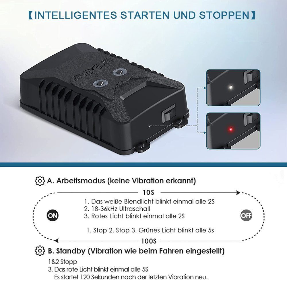 XERSEK Ultraschall-Tierabwehr DC 5-12V Ultraschall Marderschutz Auto Marderschreck Marderabwehr, 18-36kHz 0.1W Schwarz 1-tlg.