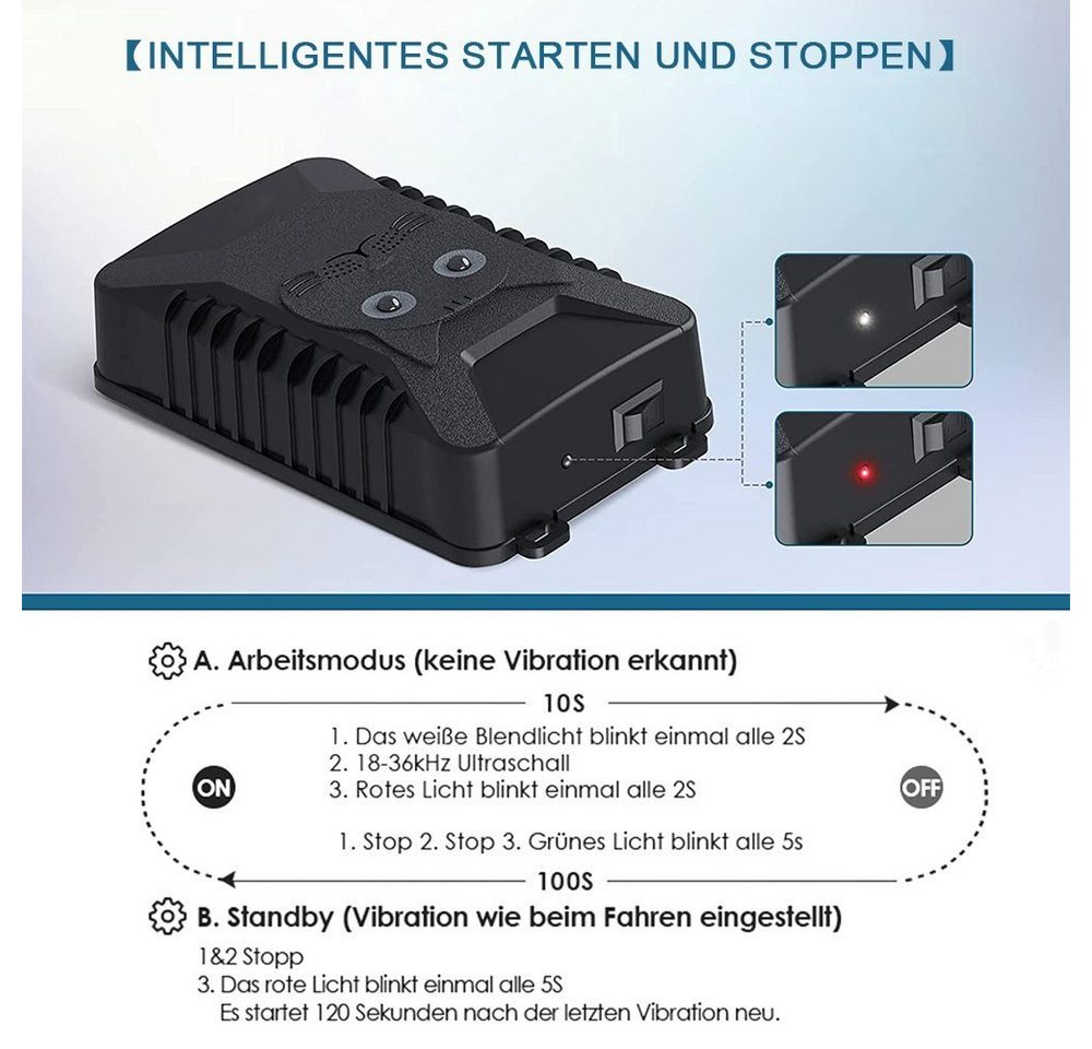 Thumbnail - XERSEK Ultraschall-Tierabwehr DC 5-12V Ultraschall Marderschutz Auto Marderschreck Marderabwehr, 18-36kHz 0.1W Schwarz