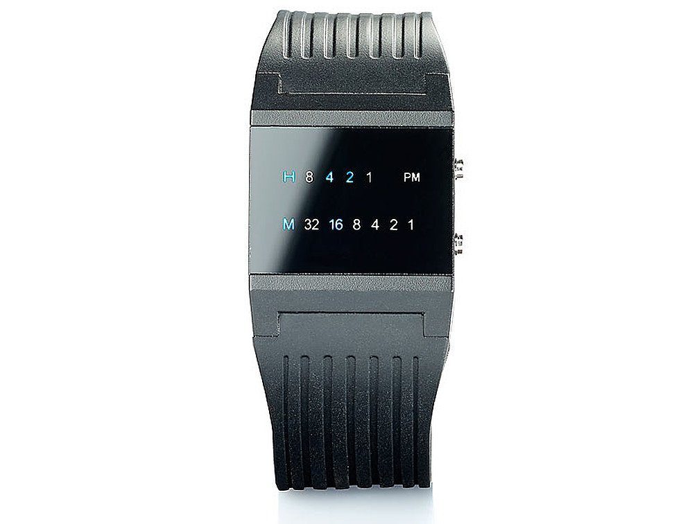 LED Armbanduhr LED mit für Leonhard Innovative Digitaluhr St. Köpfchen Herrenuhr Männer Binäruhr, Binär St. Uhr blaue Leonhard Binär-Uhr