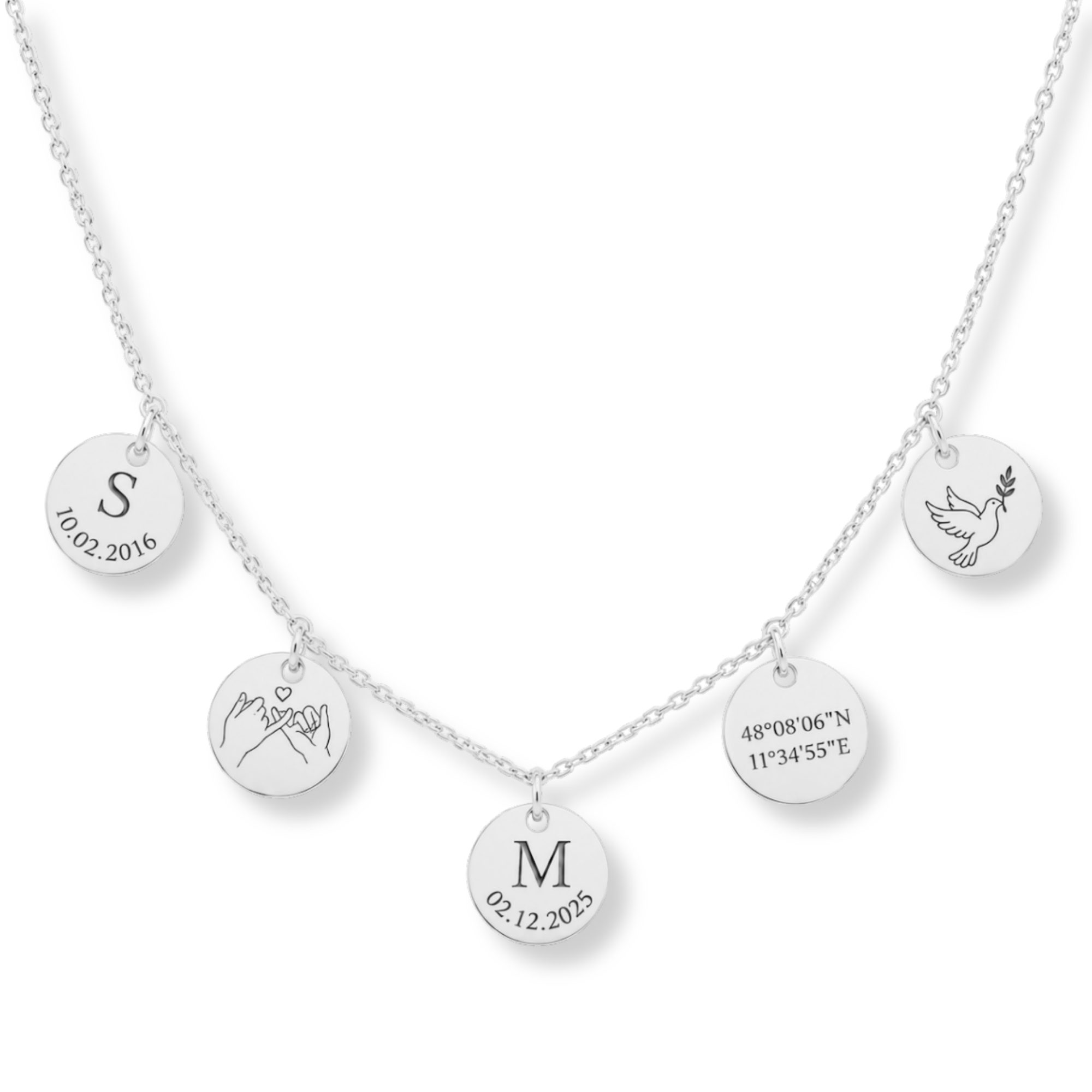 BS Schmuckdesign Kette mit Anhänger mit Gravur Personalisierte Halskette mit Name und Symbolen Gravurkette vergoldet (inkl. Gravur), personalisiert inkl. Geschenkbox