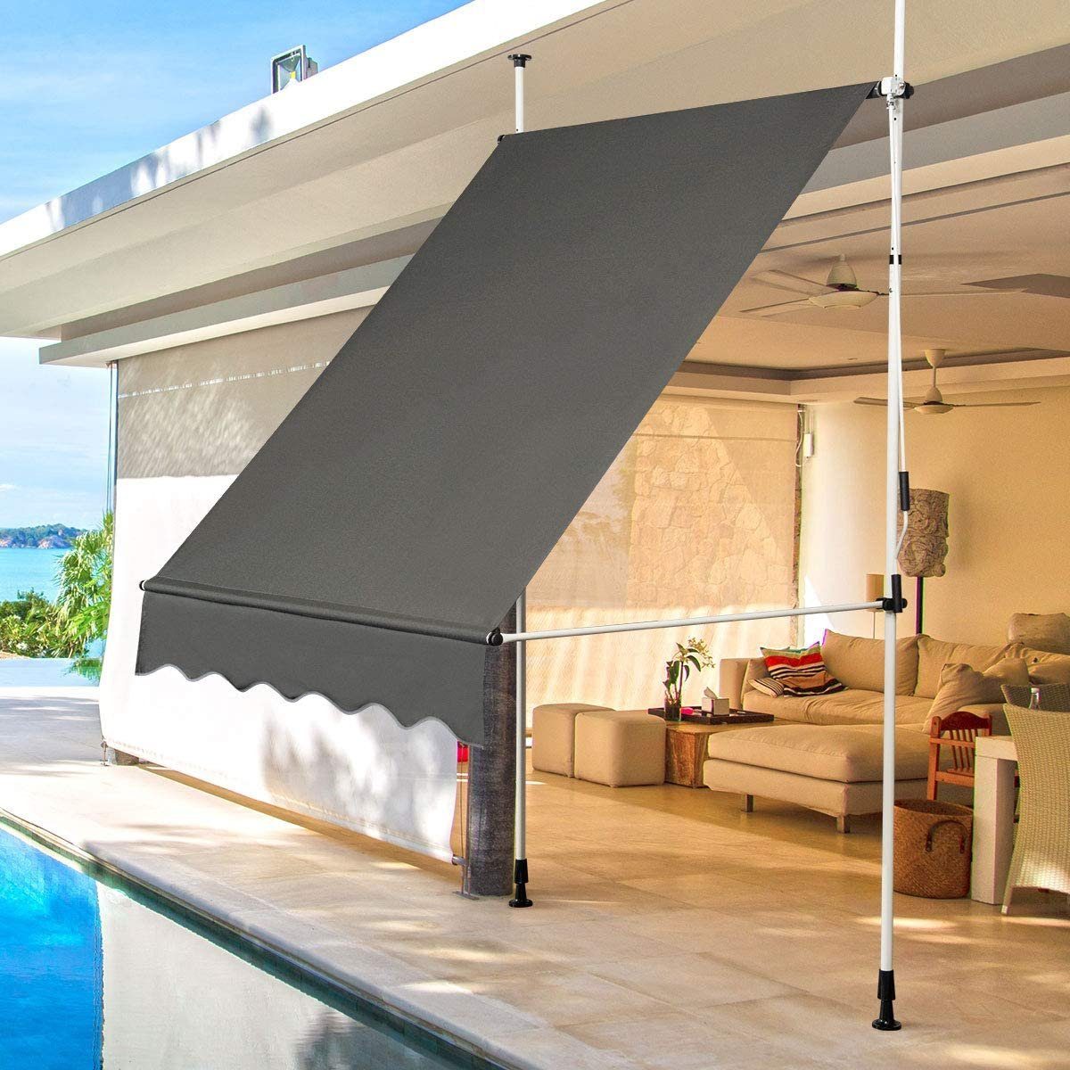 COSTWAY Klemmmarkise 150cm breit, höhenverstellbar 200-300cm, günstig online kaufen