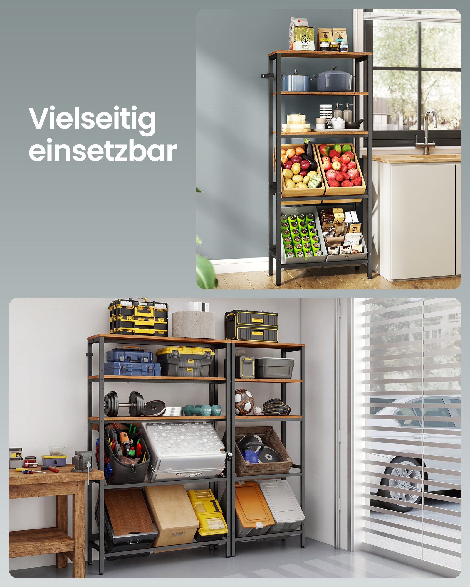 SONGMICS Flaschenregal Getränkekistenregal Aufbewahrungsregal, 3 Ebenen für 3 Kisten, bis 150 kg belastbar, Küche, Wohnzimmer, Getränkeregal – Bild 5 von 5