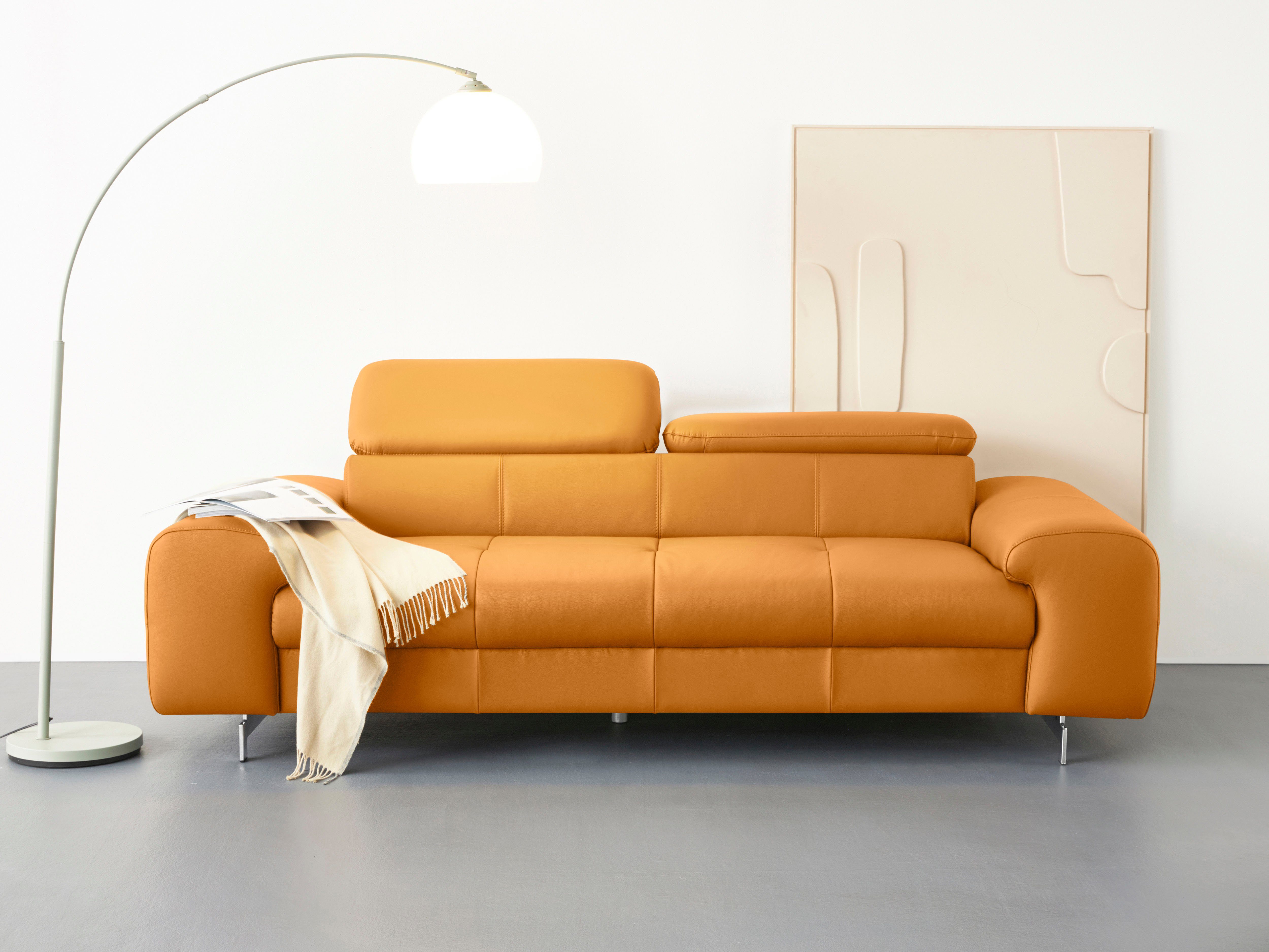 COTTA 3-Sitzer Chef, Big-Sofa mit Kopfteilverstellung, edle Metallkufen