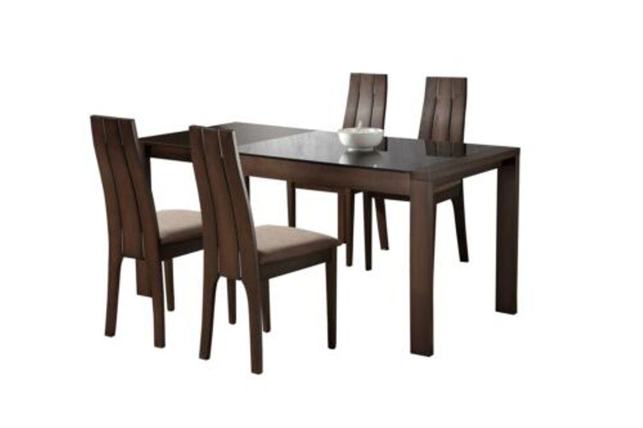 JVmoebel Esszimmer-Set, Italienische Sitz Ess Tisch Glas Zimmer 4x Holz Designer Möbel Stuhl