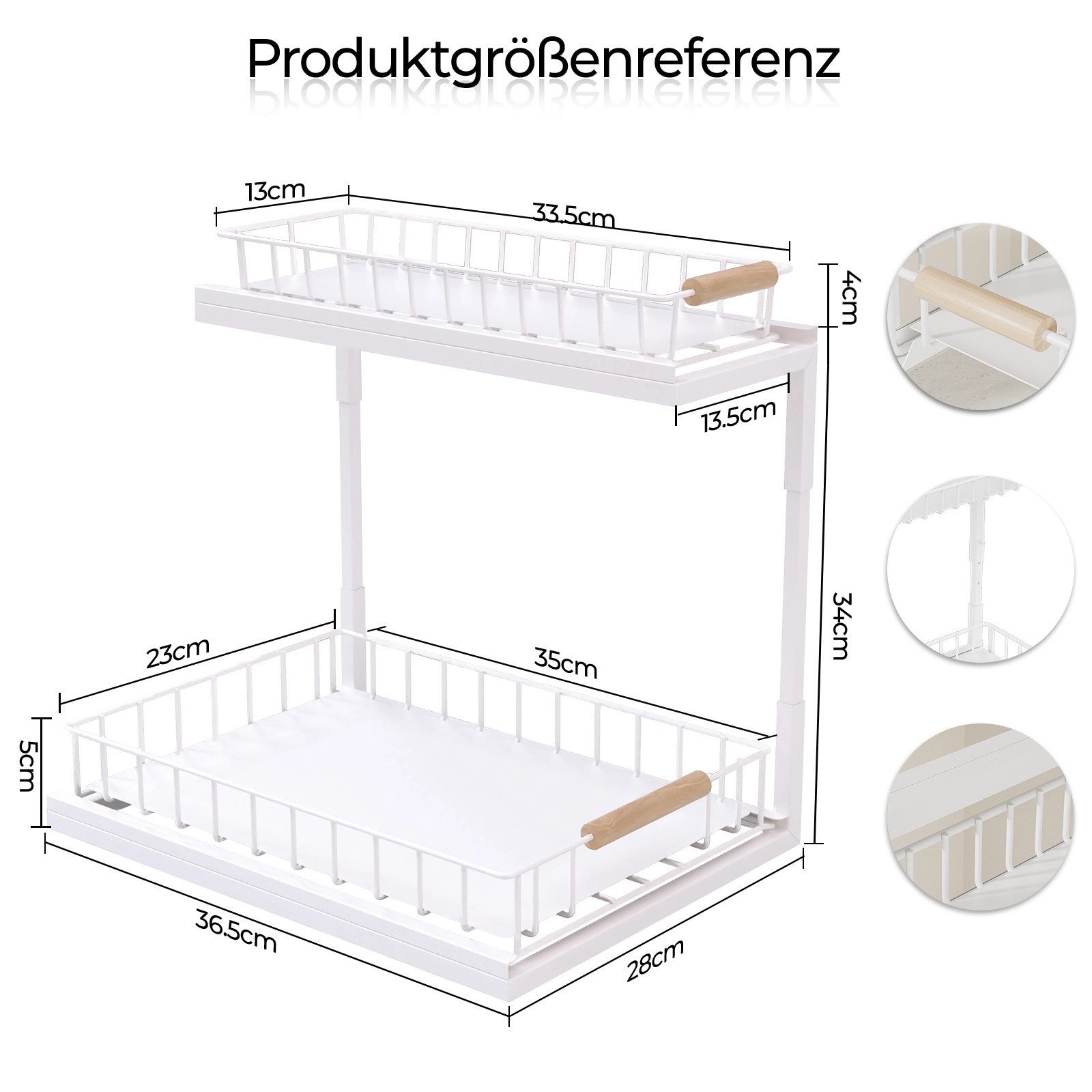 Rhein Beleuchtung Küchenorganizer-Set L-Design Küchenunterschrank Organizer Regal Weiß, 2-stufig, (Set, 1-tlg., Küchen Organizer & Küchenregal für Bad/Küche – k – Bild 5 von 5