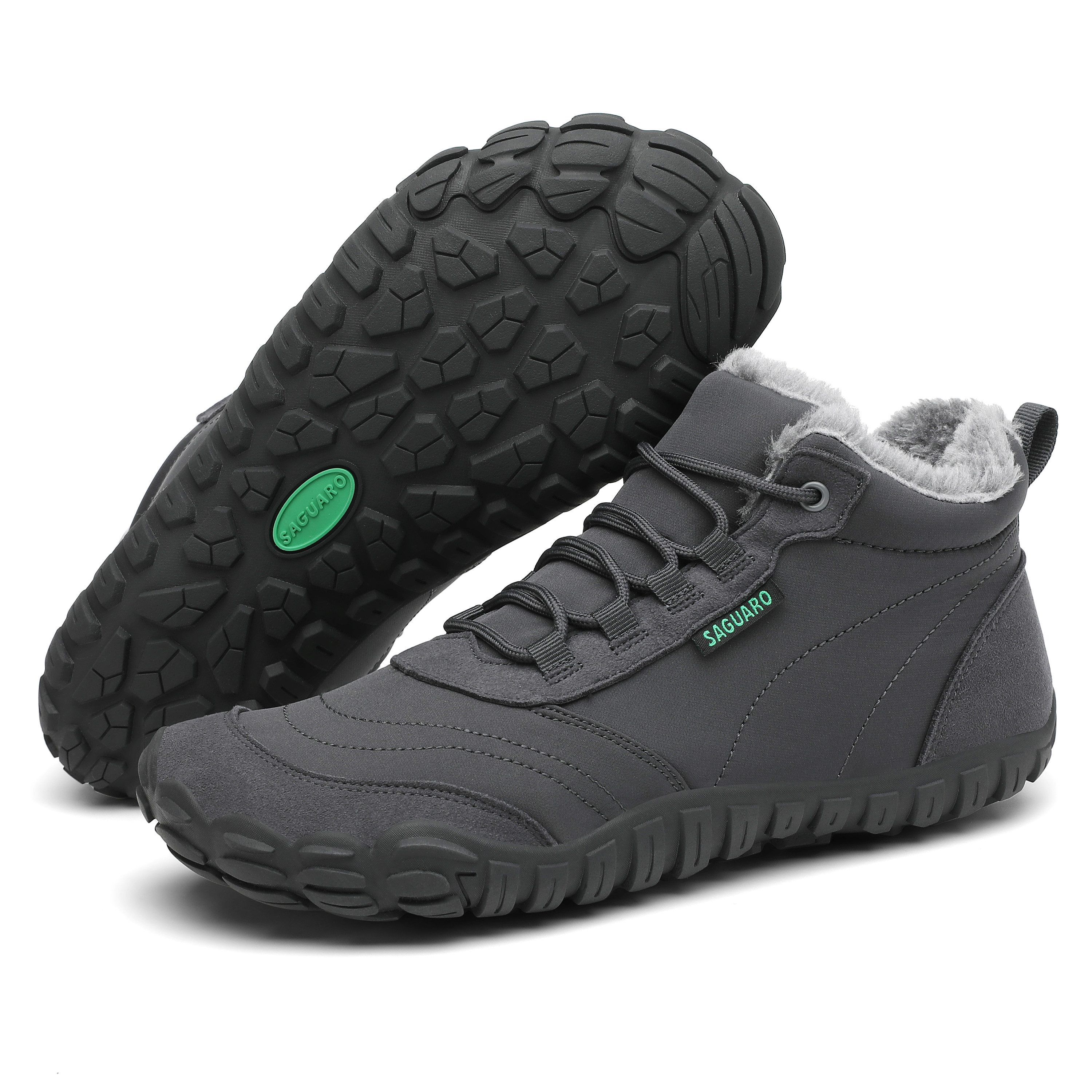 SAGUARO Winter Barfußschuh (warm & weich gefüttert, atmungsaktiv, wasserabweisend, rutschfest, bequem) Damen & Herren Winter-Stiefel Wander-Schuhe Sport Boots Fleece Fell