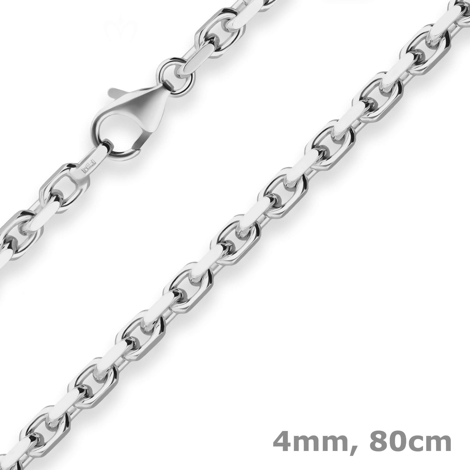 Silberkette 4mm Ankerkette diamantiert aus 925 Silber 80cm