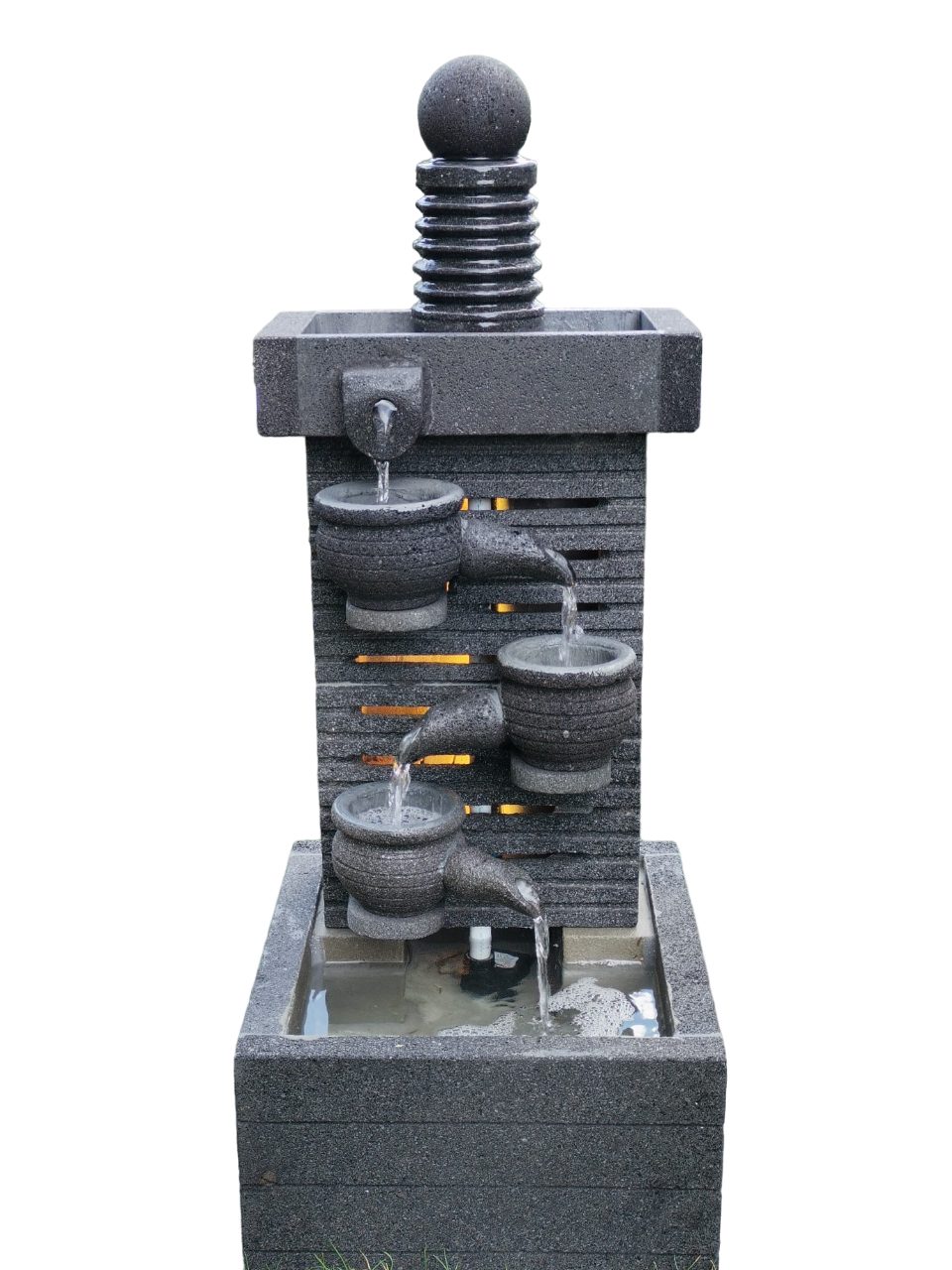 IDYL Gartenbrunnen IDYL Lavastein-Brunnen Wasserspiel mit Beleuchtung - II.Wahl, Naturprodukt mit leichten Einschüssen witterungsbeständig