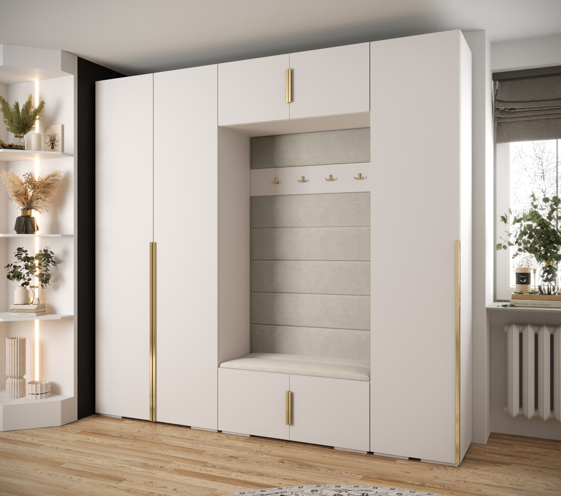 ABIKS MÖBEL Kompaktgarderobe INOVA 1 SATZ 8 Möbelset, Garderobe mit Kleiderstange und Regalen
