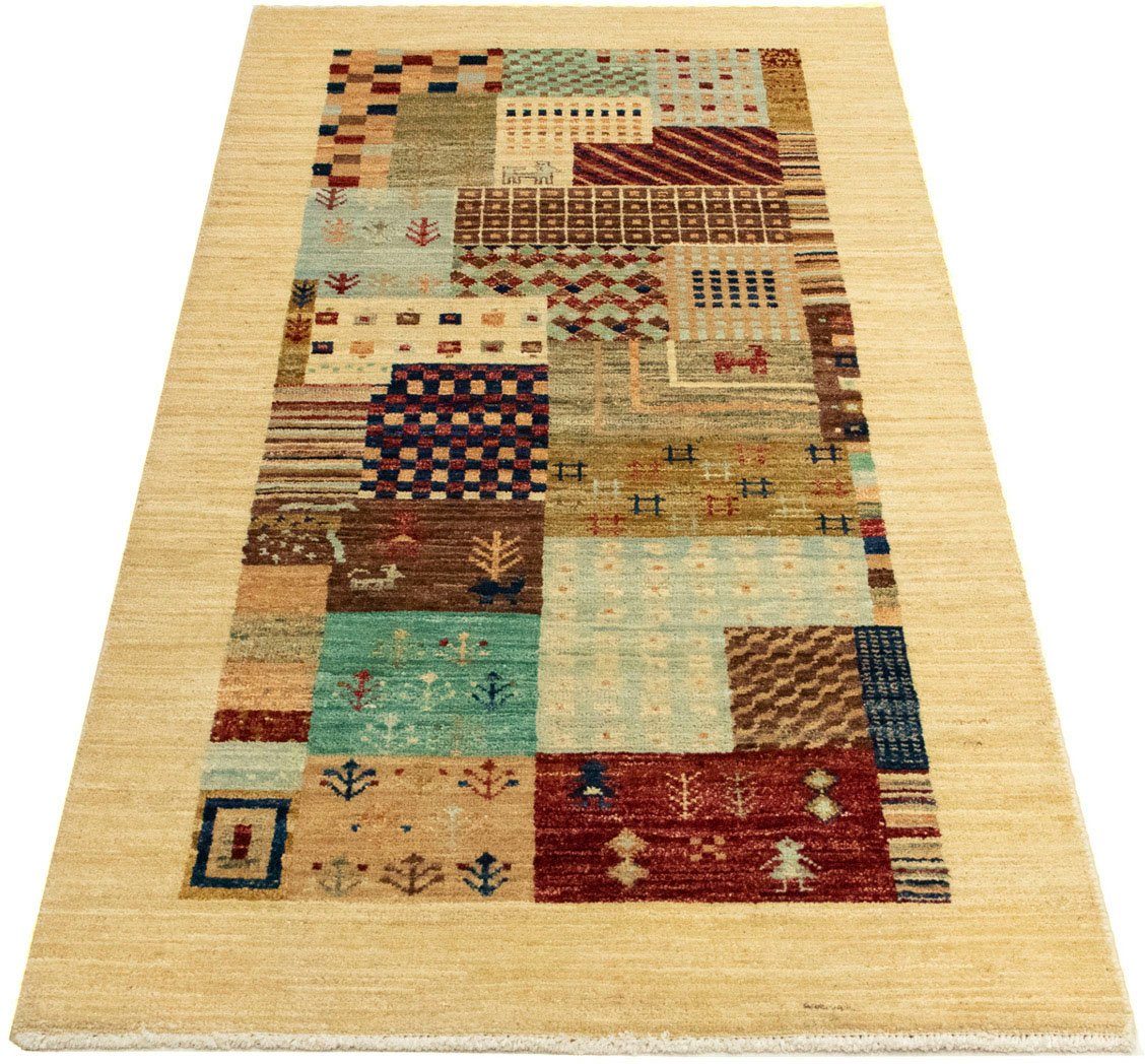 Designteppich Designer - 137 x 70 cm - beige, morgenland, rechteckig, Höhe: 8 mm, Wohnzimmer, Handgeknüpft, Einzelstück mit Zertifikat