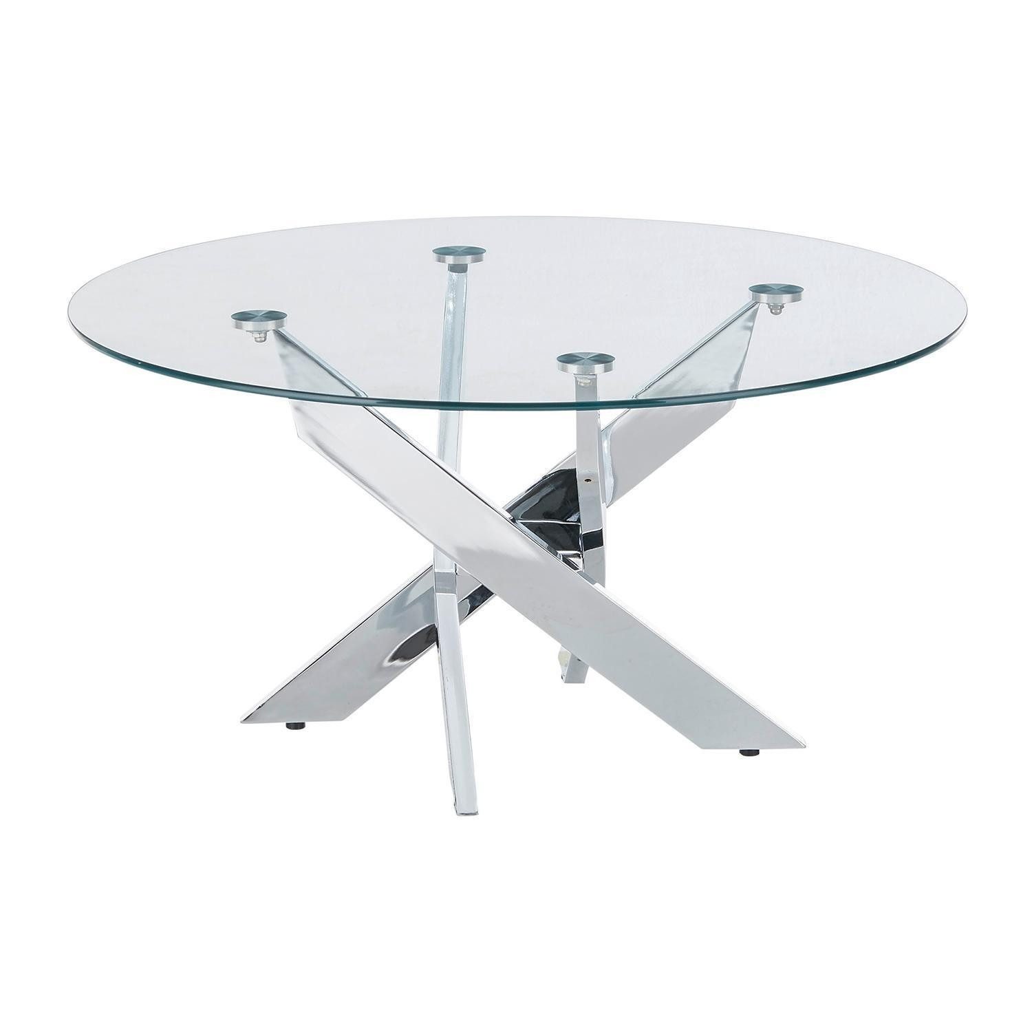 Couchtisch KOPENHAGEN, Chromfarben, Transparent, Metall, Sicherheitsglas, belastbar bis max. 10 kg, Ø 80 x H 40 cm